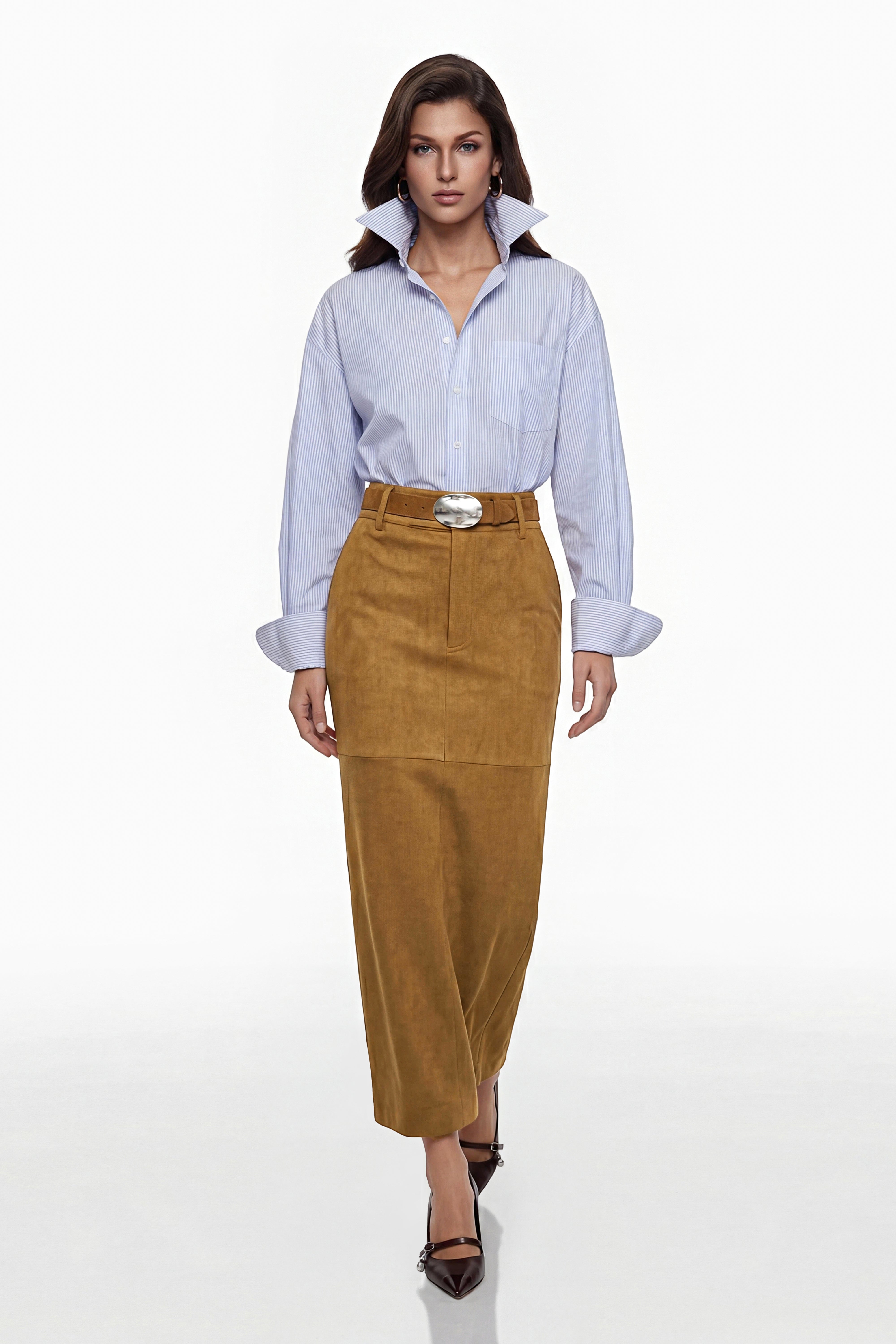 Matilda Brown Faux Suede Skirt (Final Sale)