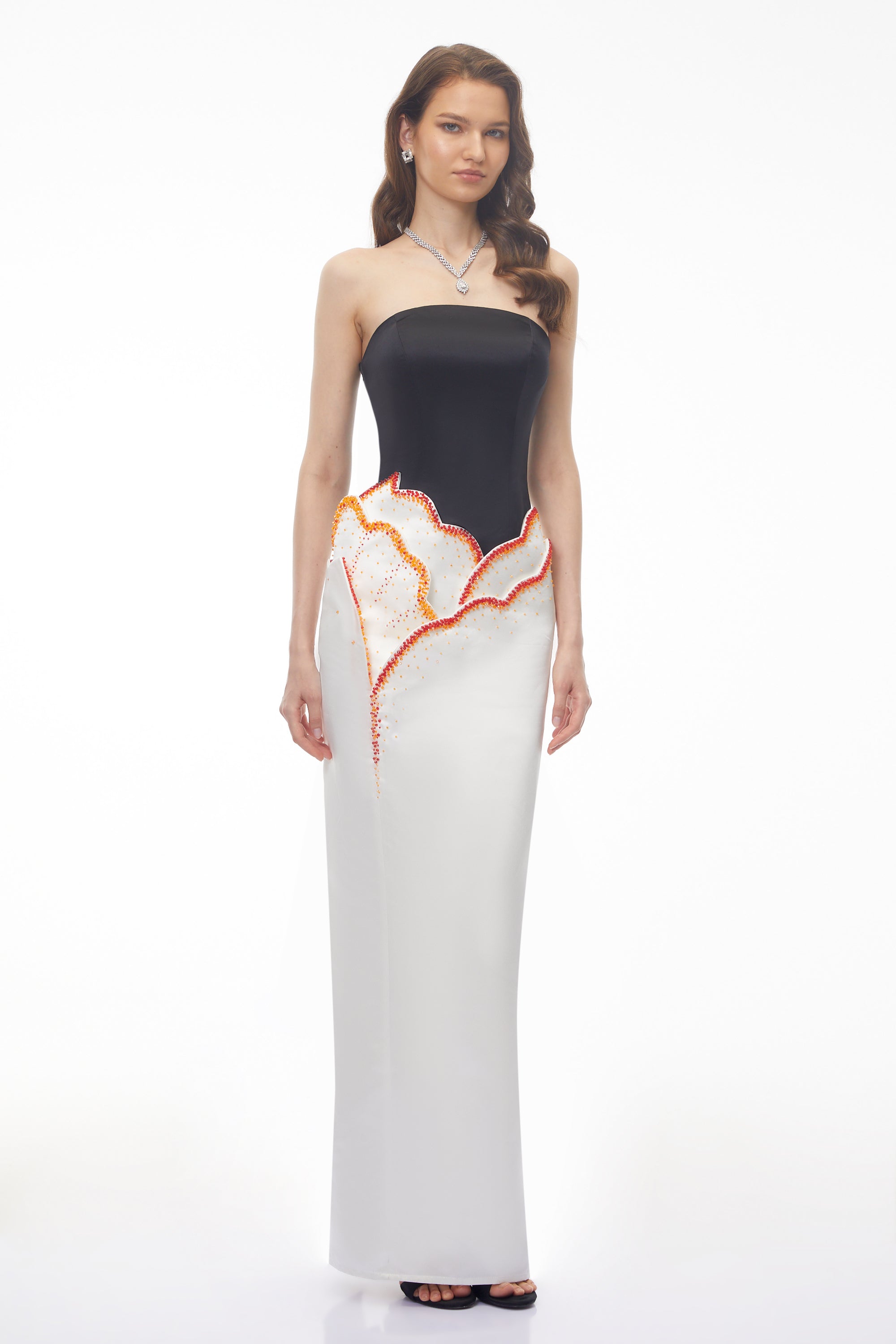 Mieke White Color Block 3D Petal Maxi Dress (Final Sale-US Only)