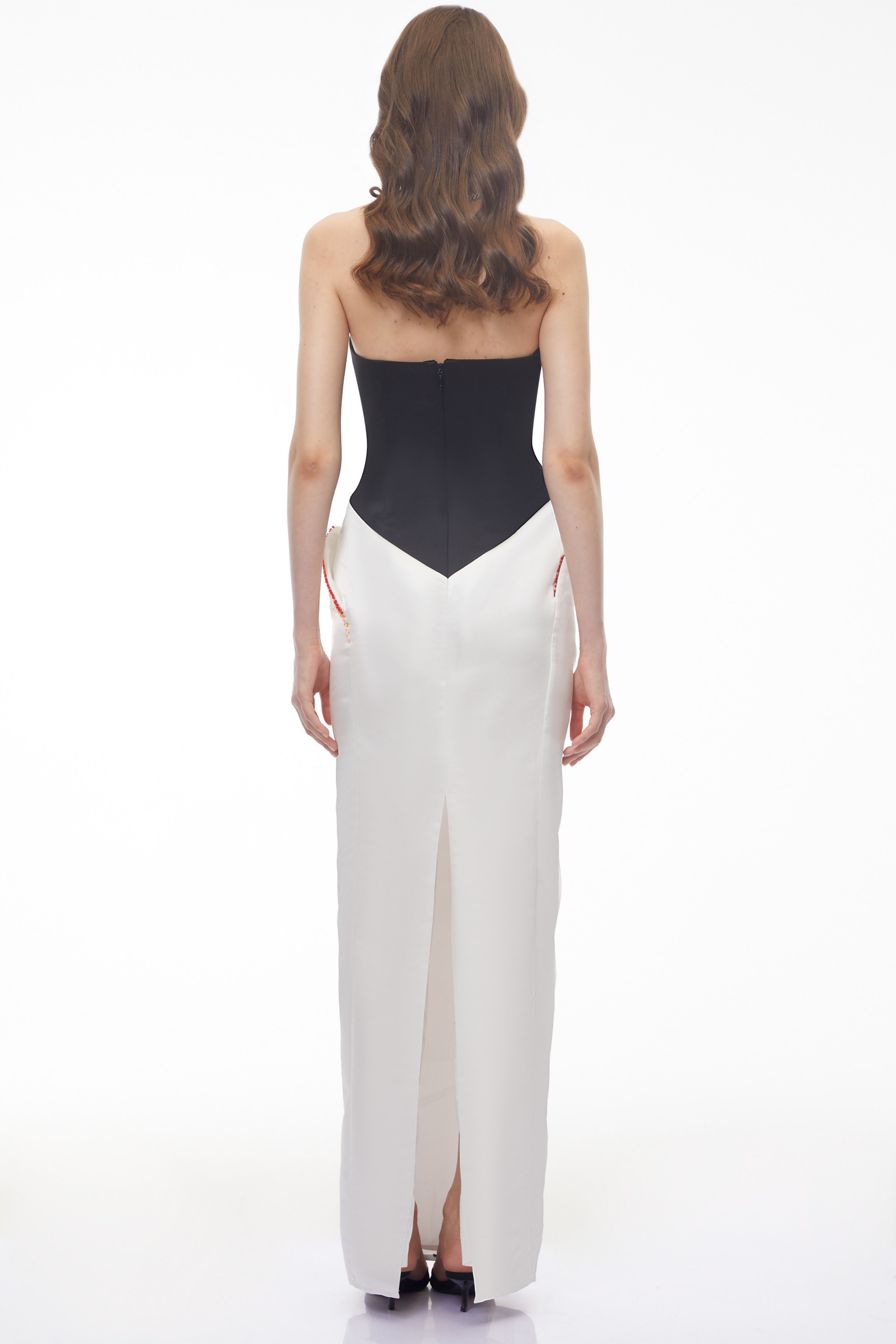 Mieke White Color Block 3D Petal Maxi Dress (Final Sale-US Only)