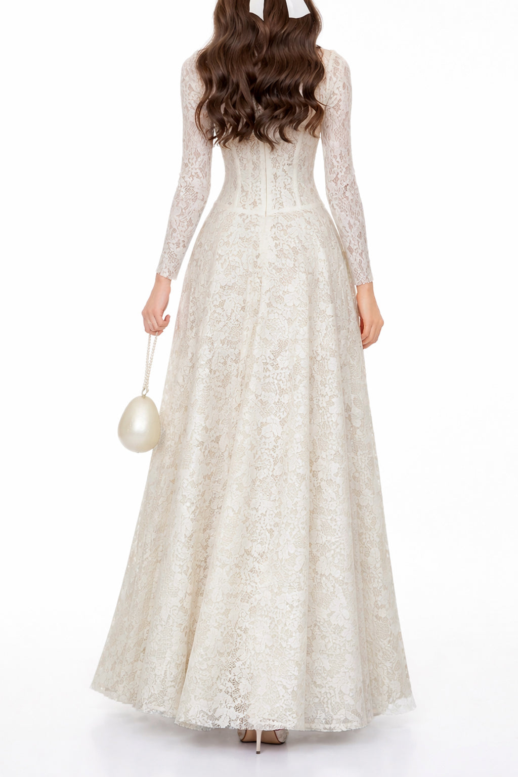 Narges White Lace Maxi Dress with Decorative Buttons (Final Sale-US Only)