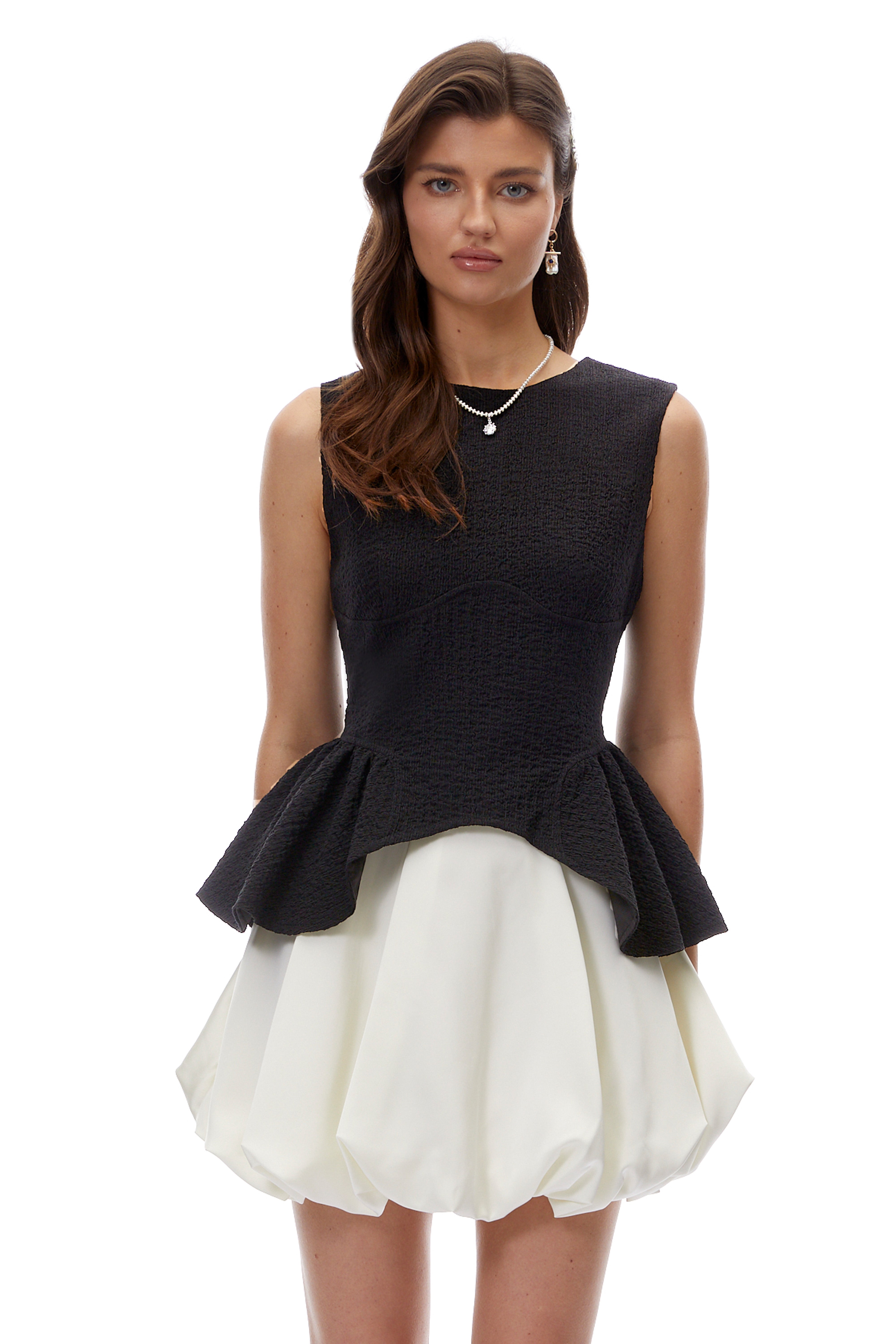 Nerida Black Puffball Top & Skirt Set