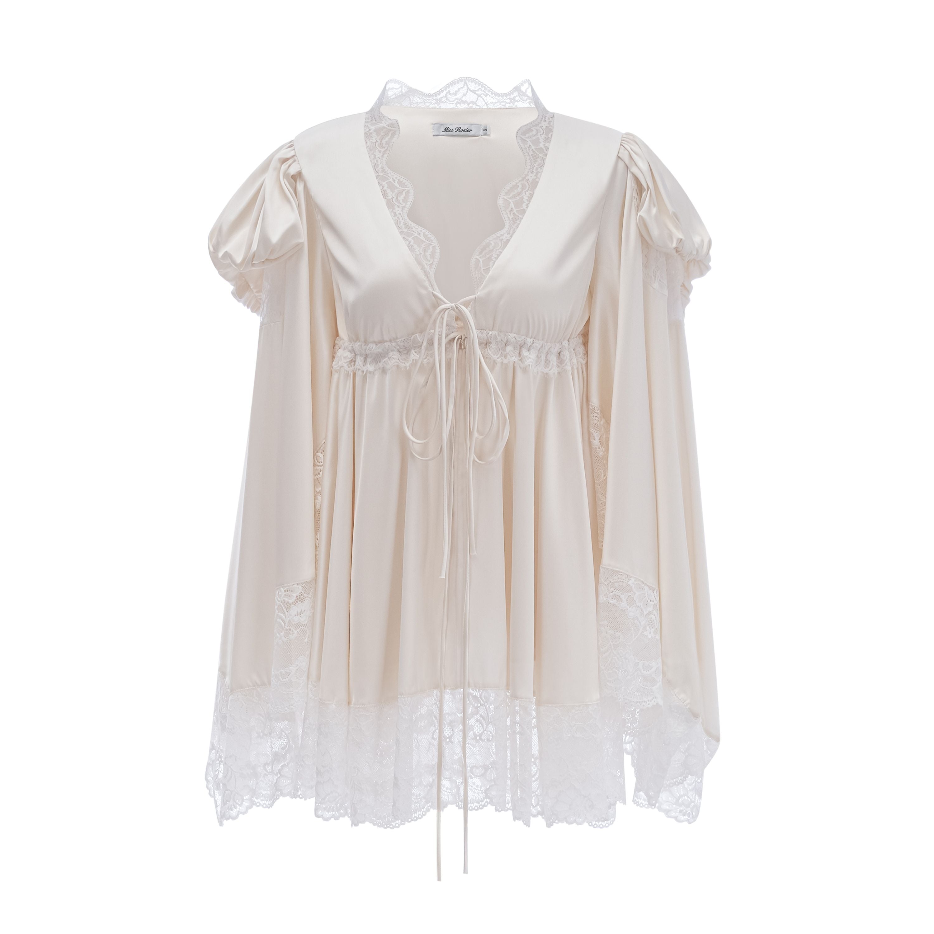 Ngawai Champagne Sweetheart Mini Dress with Lace Trim (Final Sale-US Only)