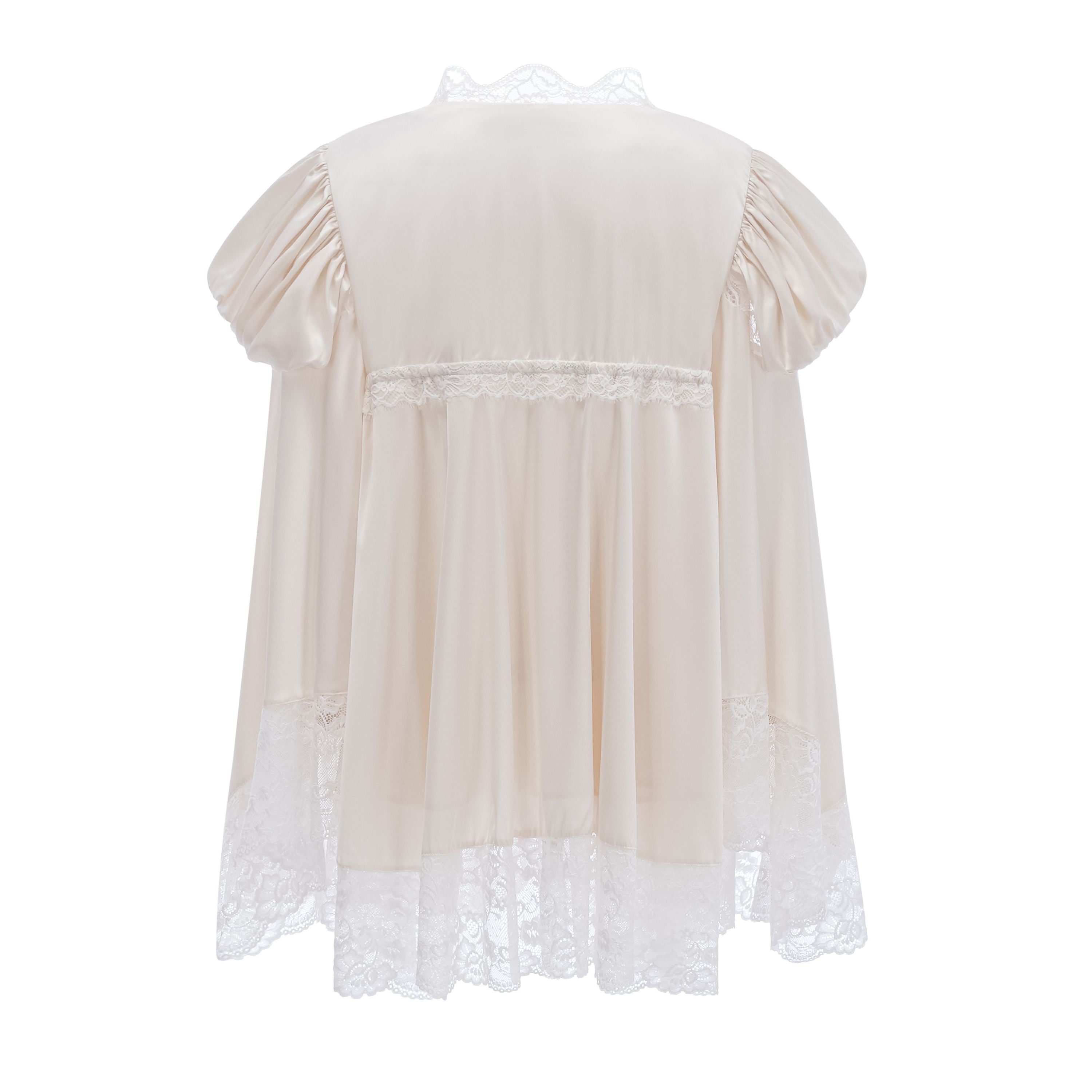 Ngawai Champagne Sweetheart Mini Dress with Lace Trim (Final Sale-US Only)