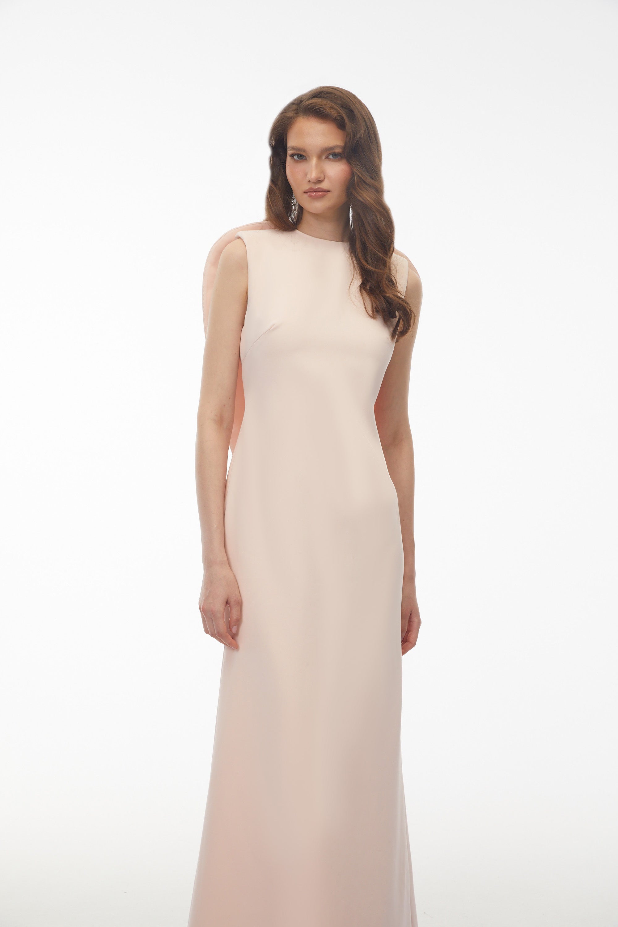 Nova Blush Pink Backless Maxi Dress with Flounce (Final Sale)