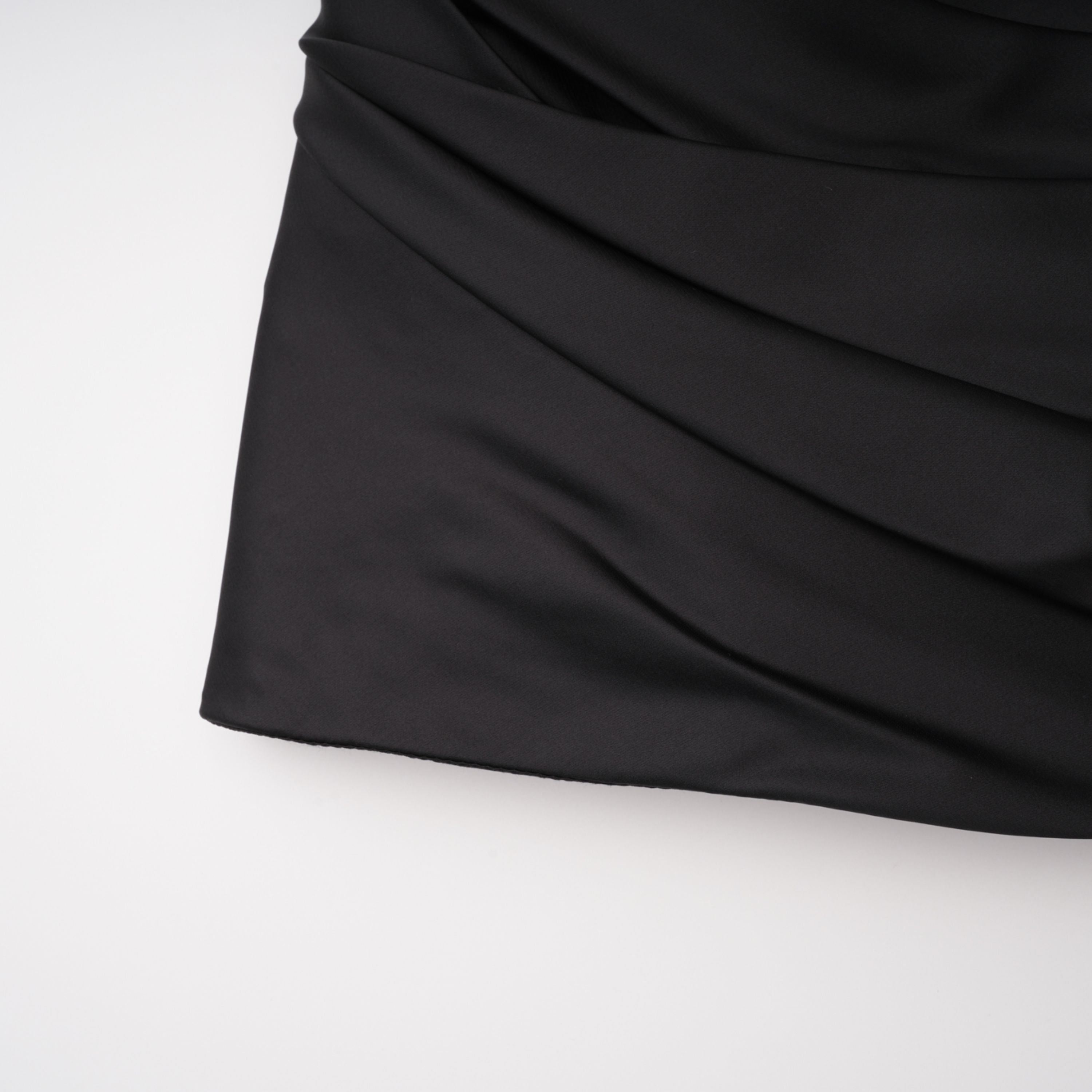 Olesya Black Ruched Mini Dress with Lace Panels (Final Sale-US Only)