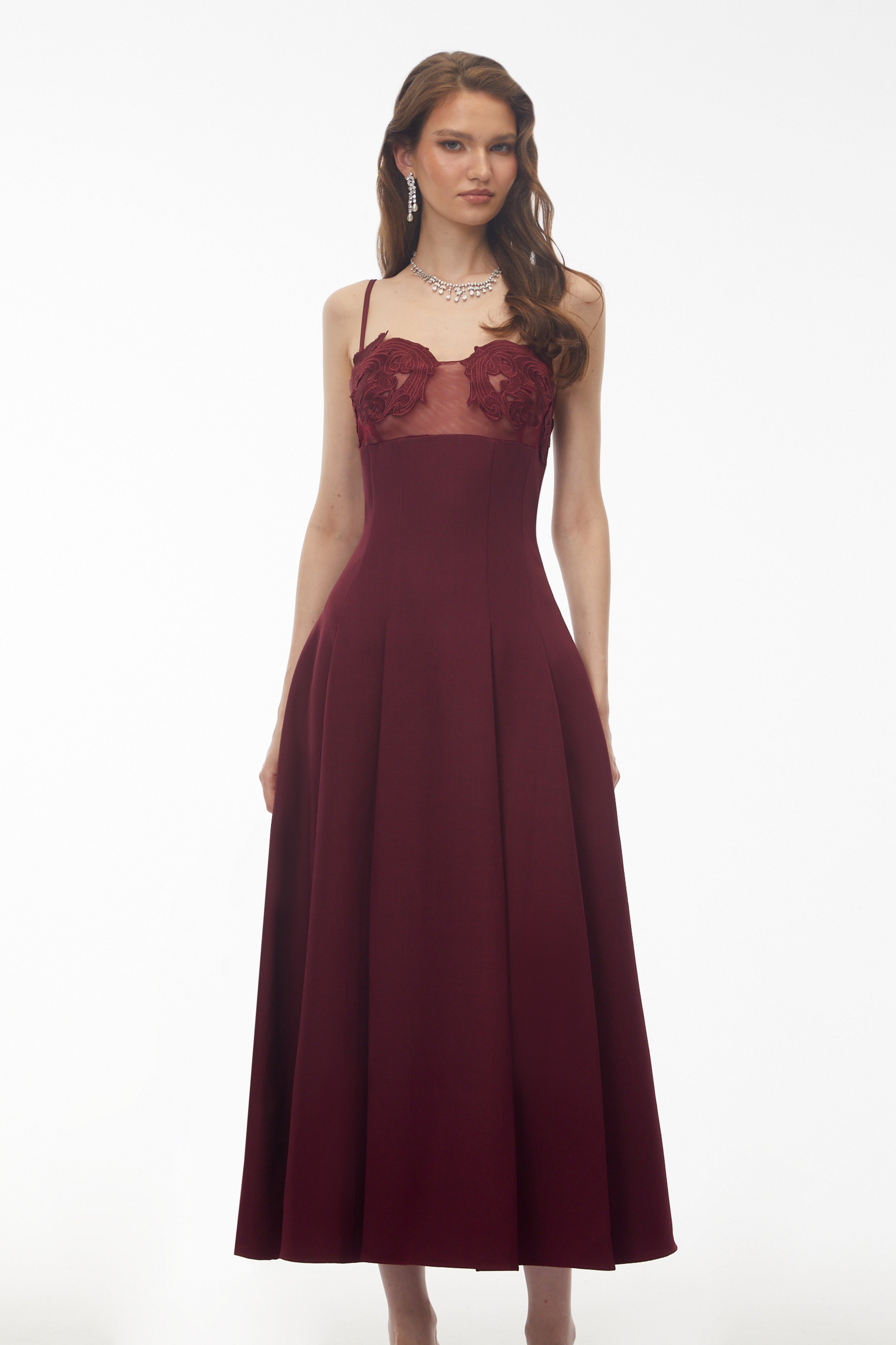 Olesya Burgundy Floral Embroidered Maxi Dress (Final Sale)