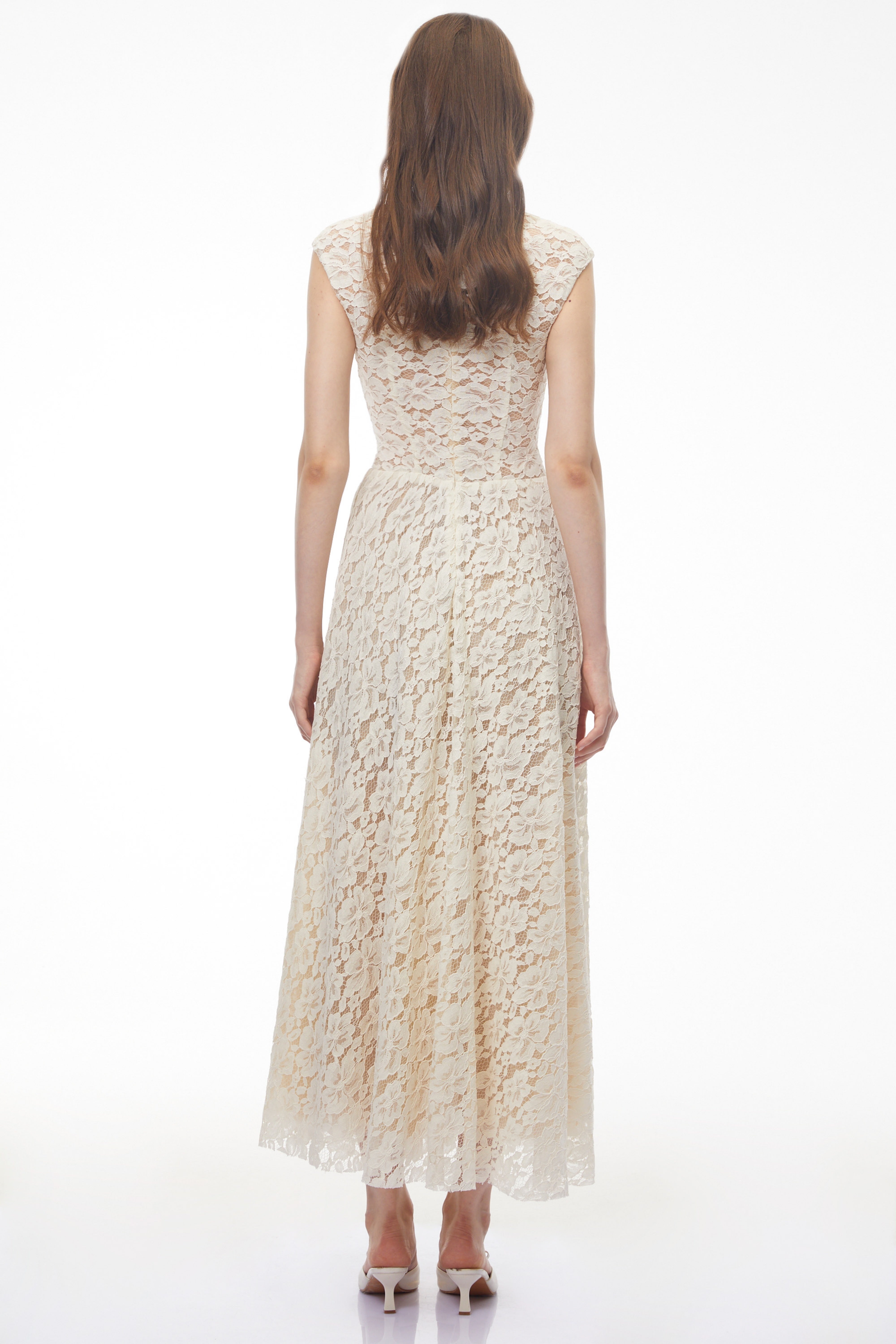 Oliana Ivory Lace Maxi Gown with Cap Sleeves (Final Sale-US Only)