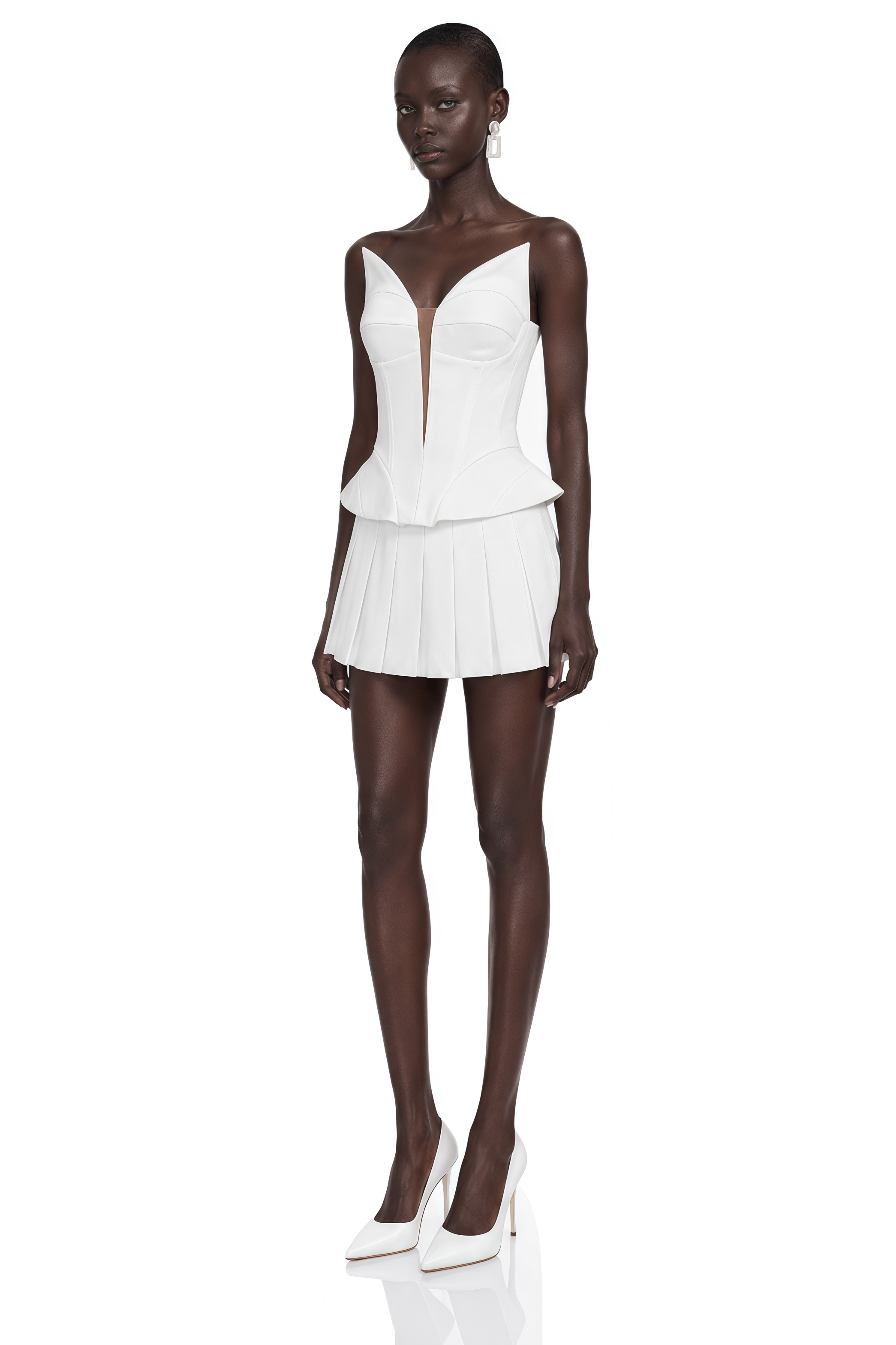 Ophelia White Sculpted Corset Top
