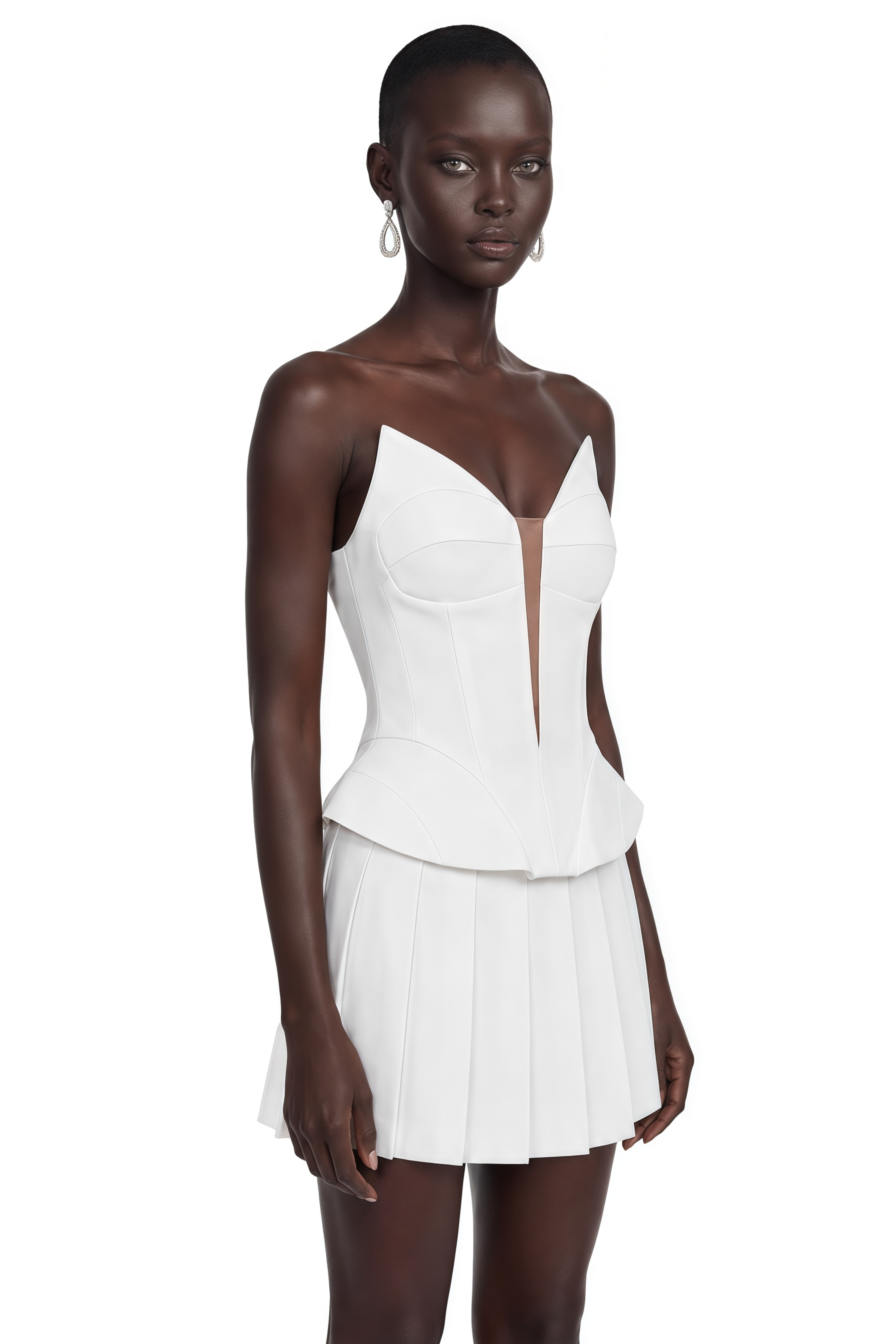 Ophelia White Sculpted Corset Top
