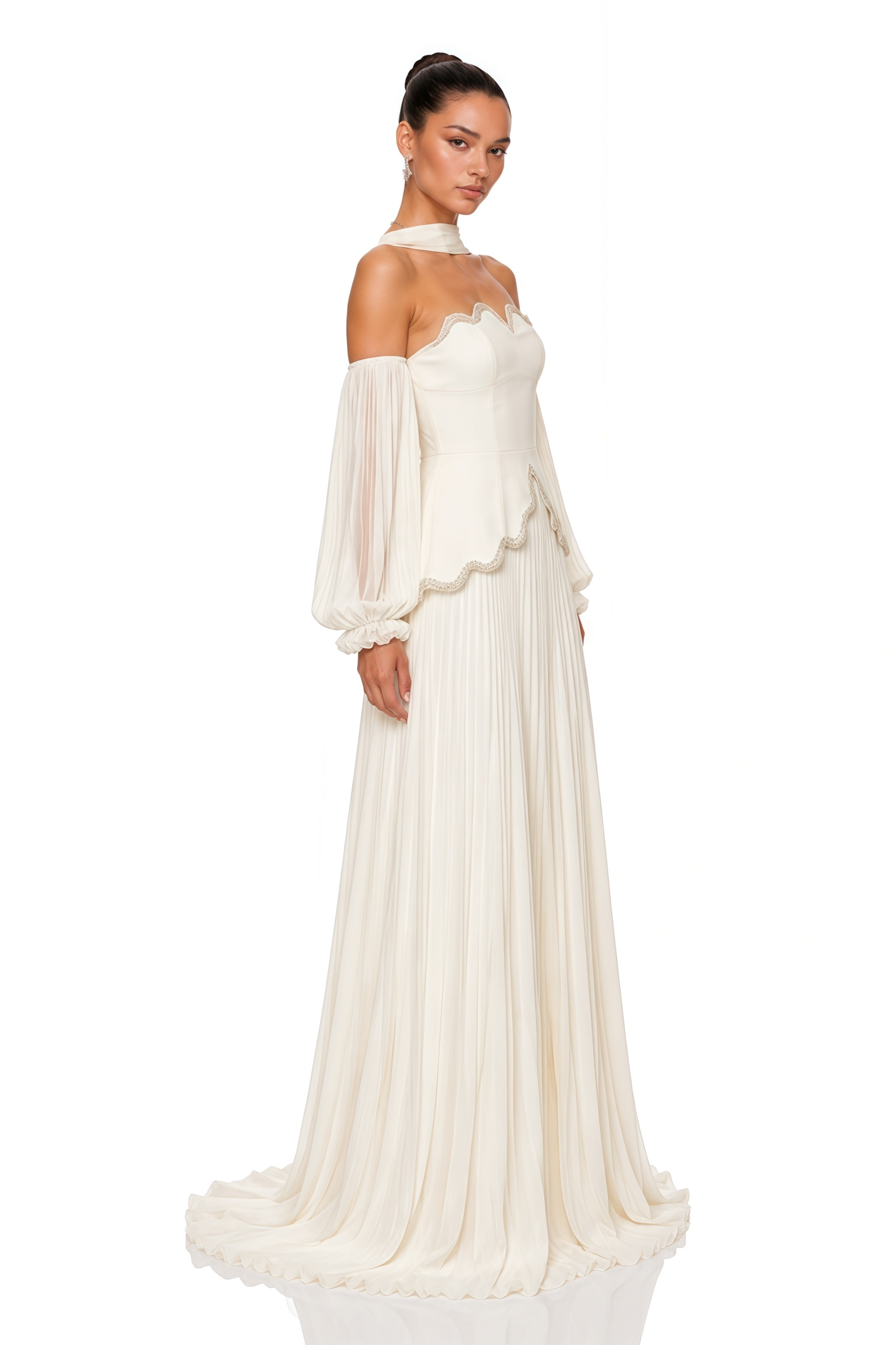 Oriane White Off Shoulder Puff Sleeve Maxi Dress