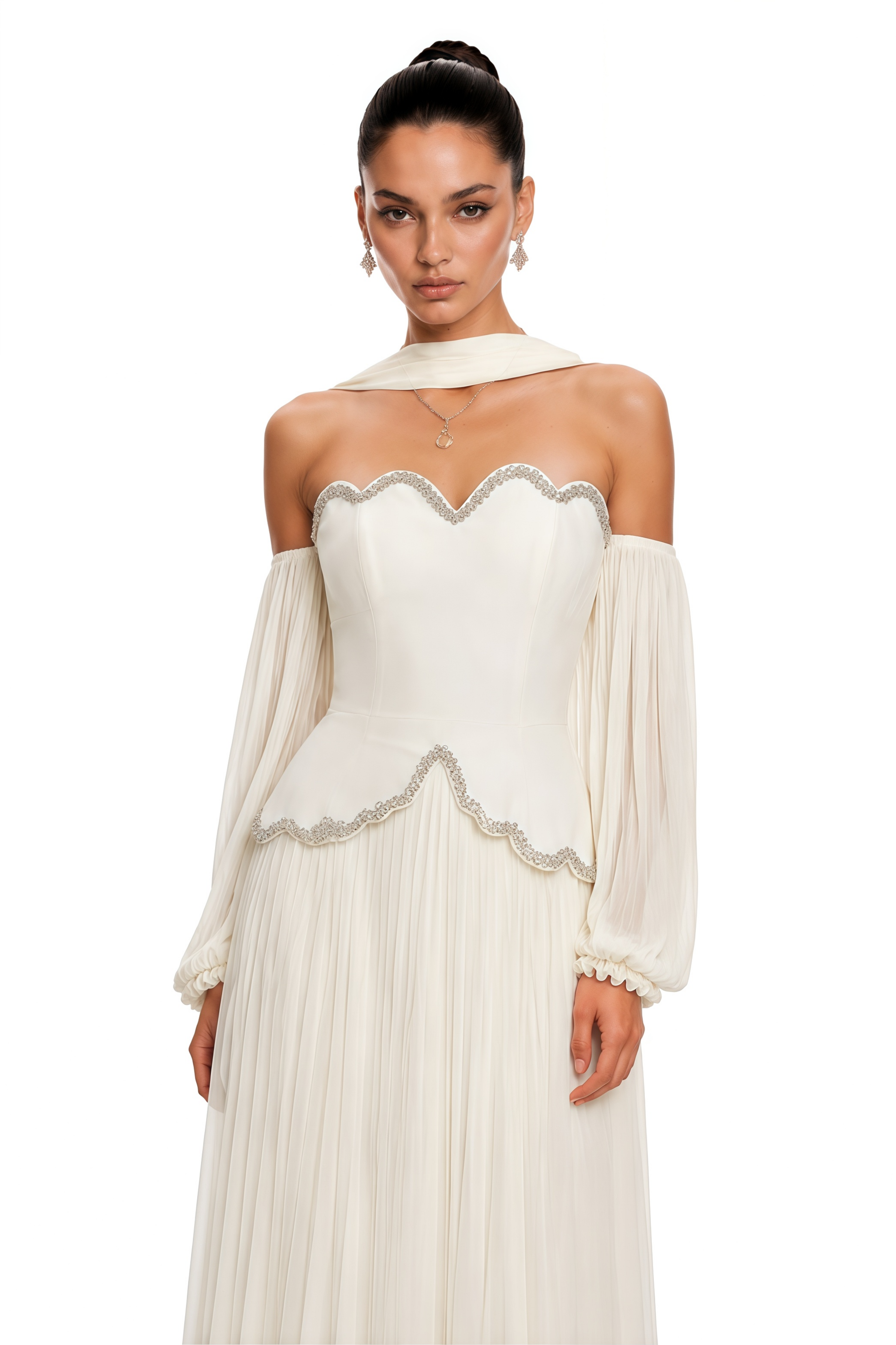 Oriane White Off Shoulder Puff Sleeve Maxi Dress