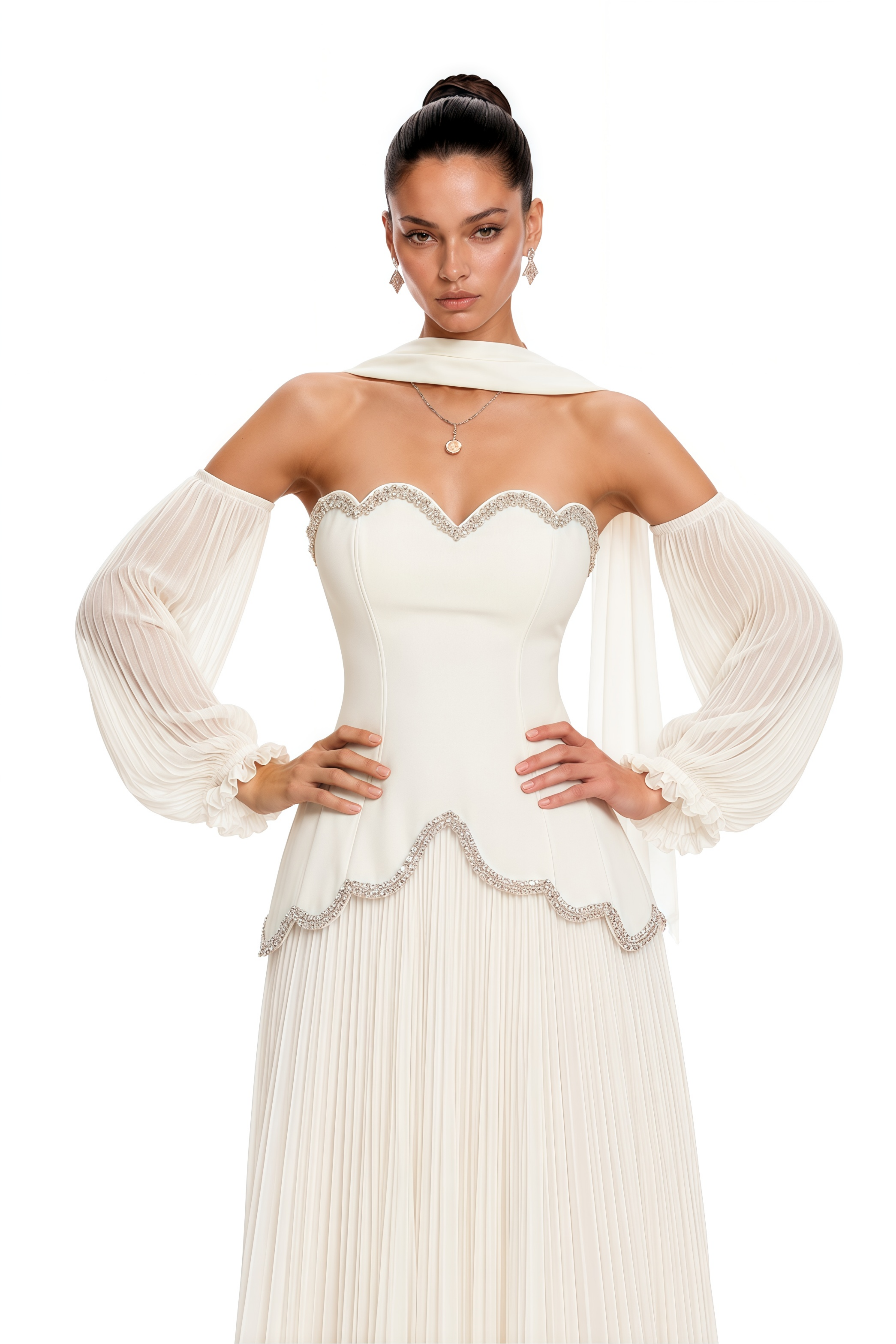 Oriane White Off Shoulder Puff Sleeve Maxi Dress