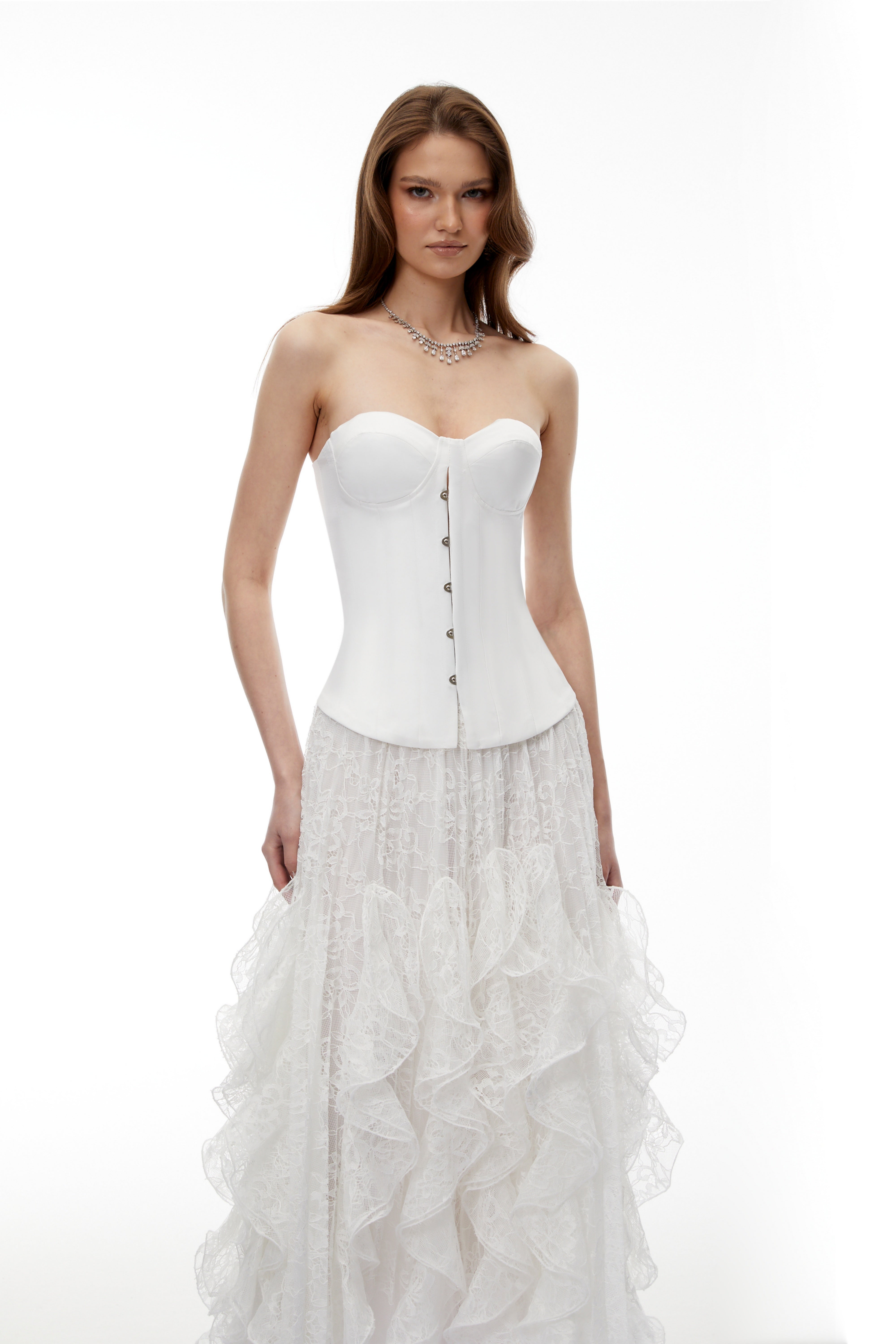 Pantea White Glossy Bustier Top (Final Sale)