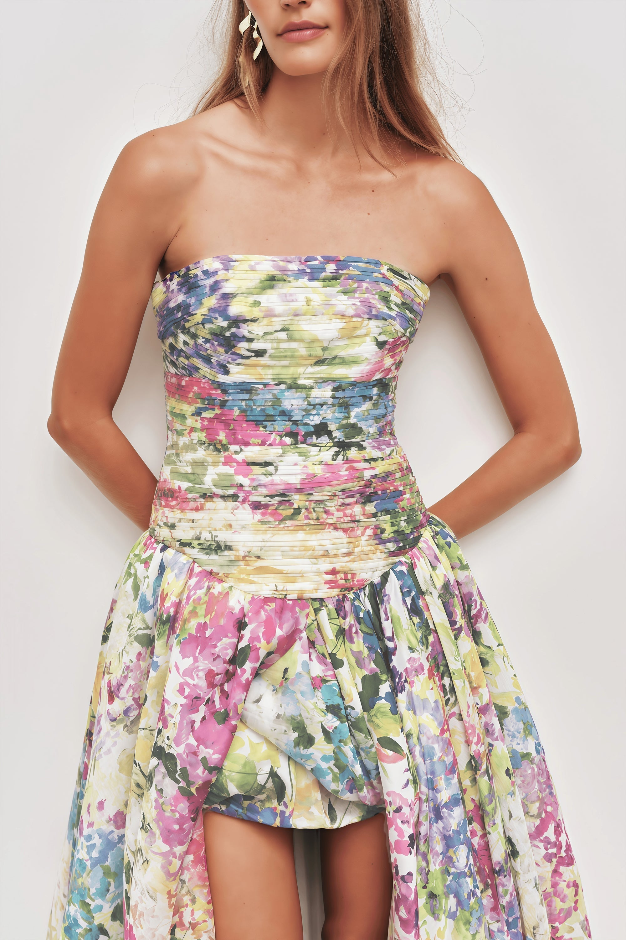 Floral Print Pleated Maxi Dress