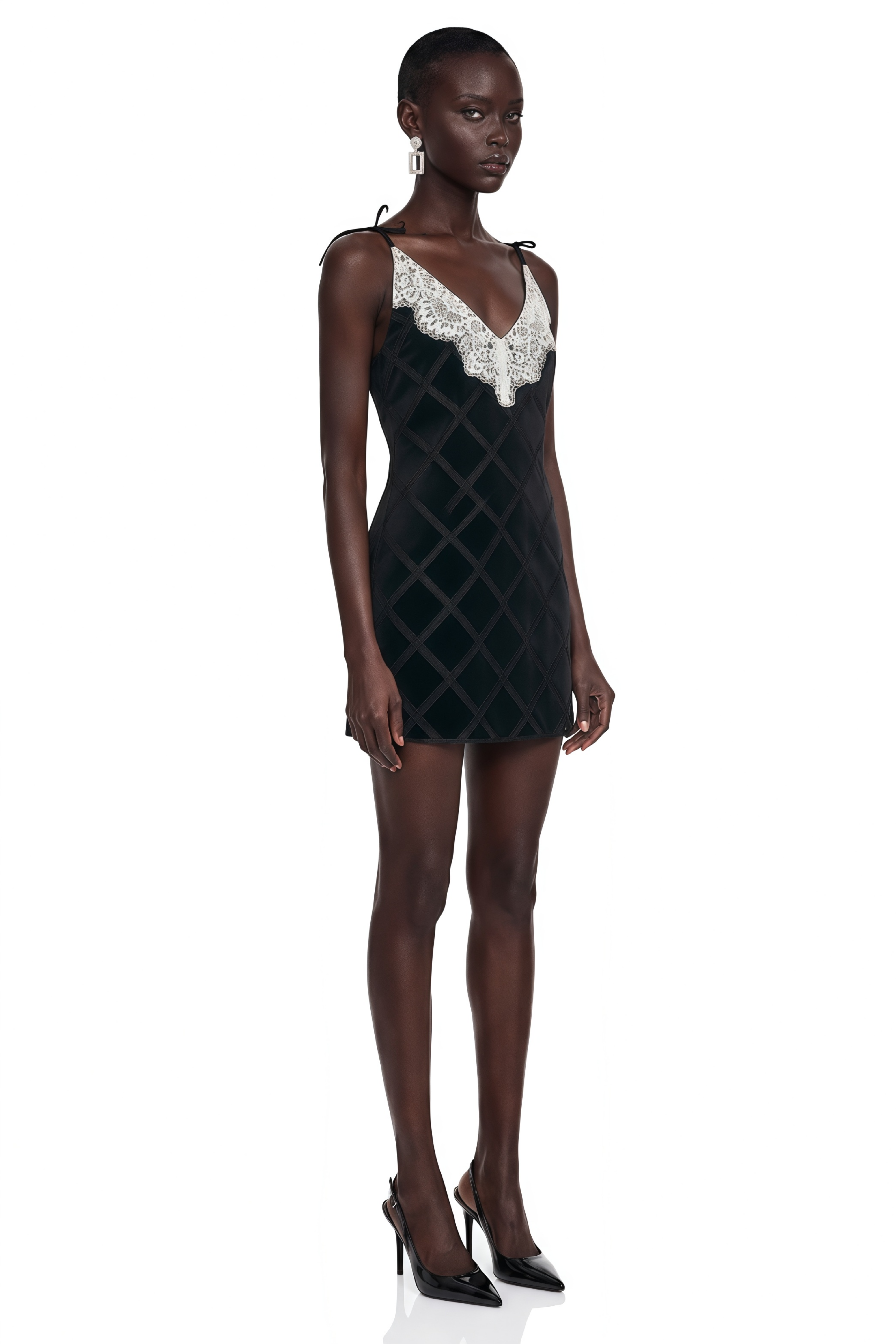 Pavla Black Cut-Out Velvet Mini Dress with Bow