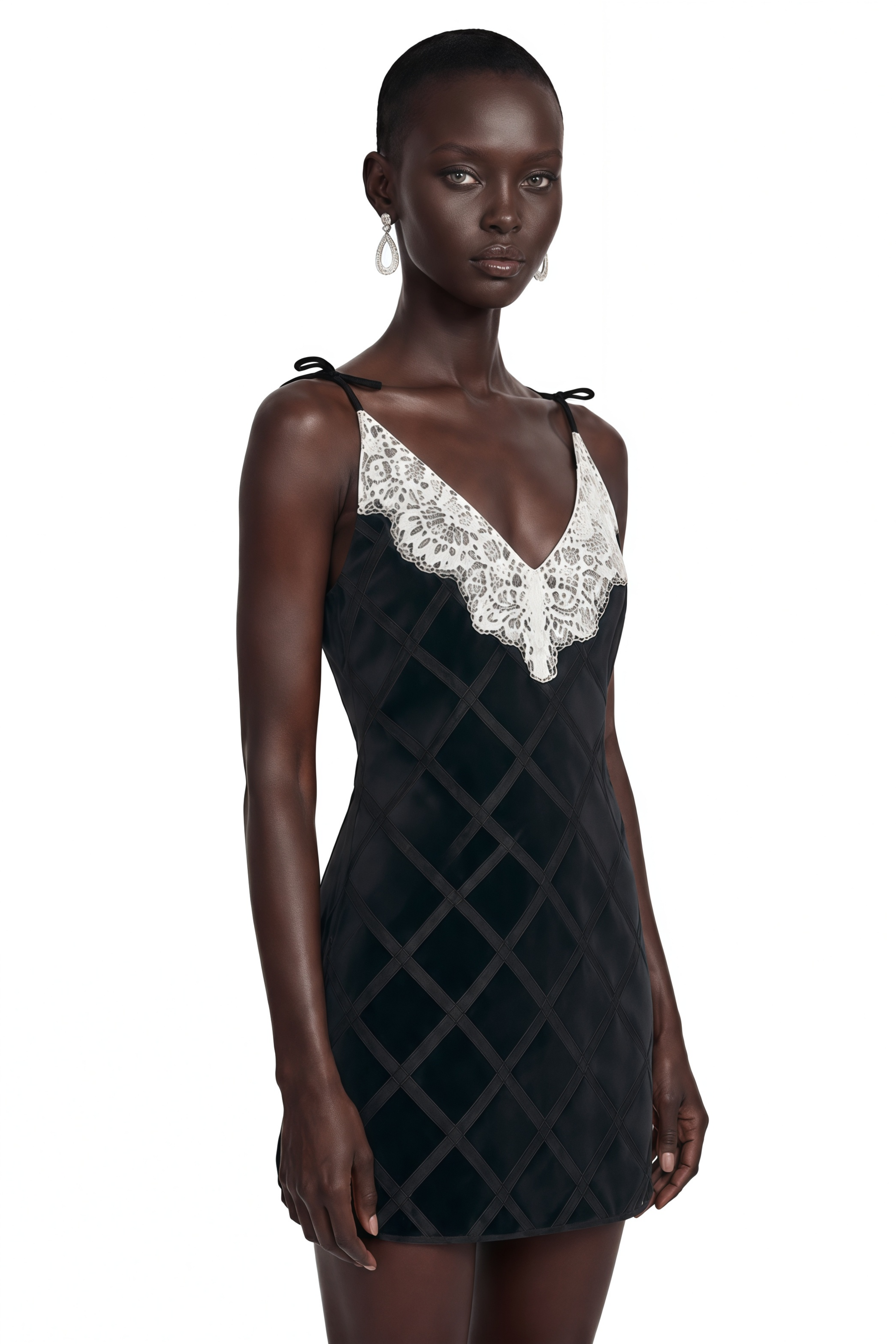Pavla Black Cut-Out Velvet Mini Dress with Bow