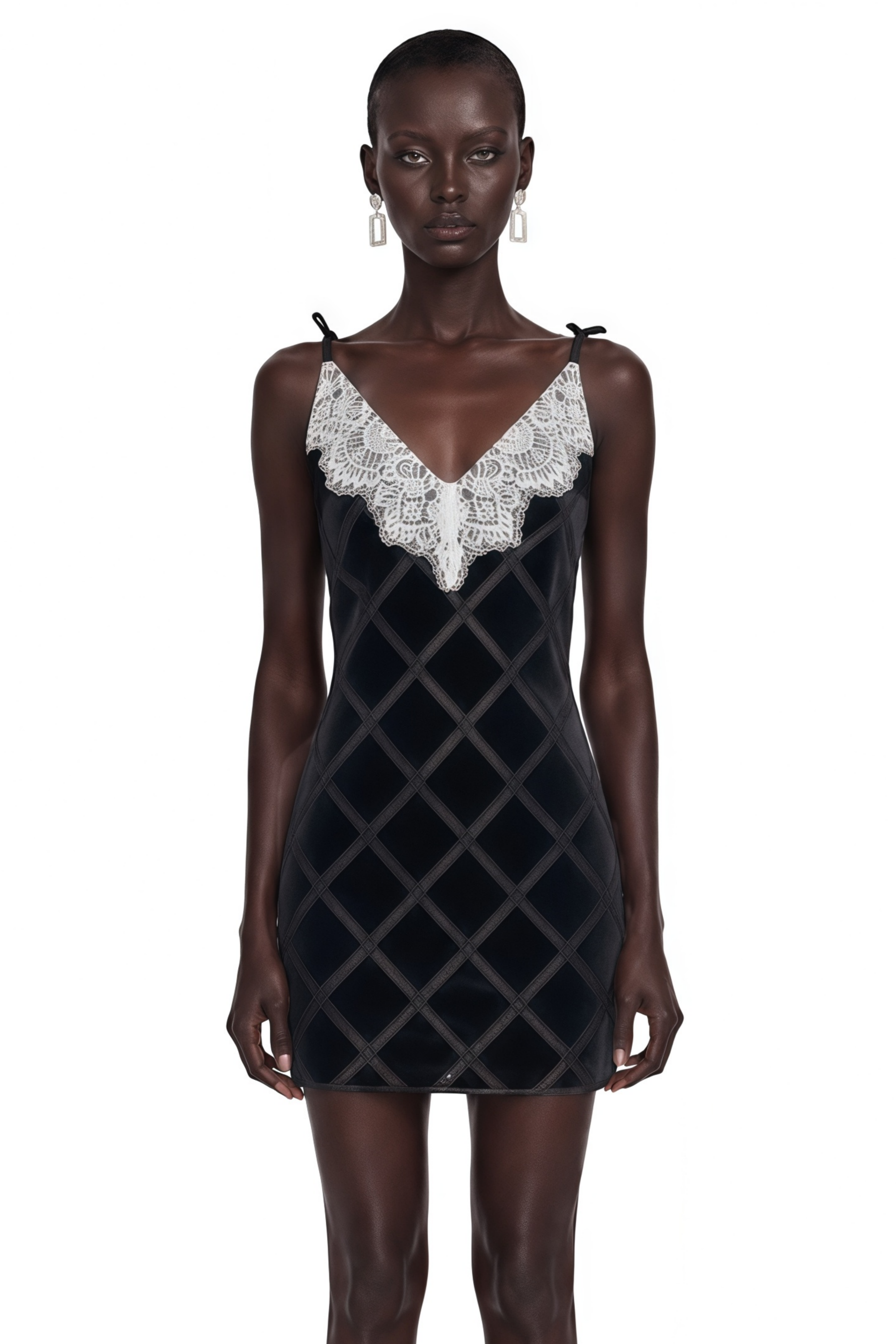 Pavla Black Cut-Out Velvet Mini Dress with Bow