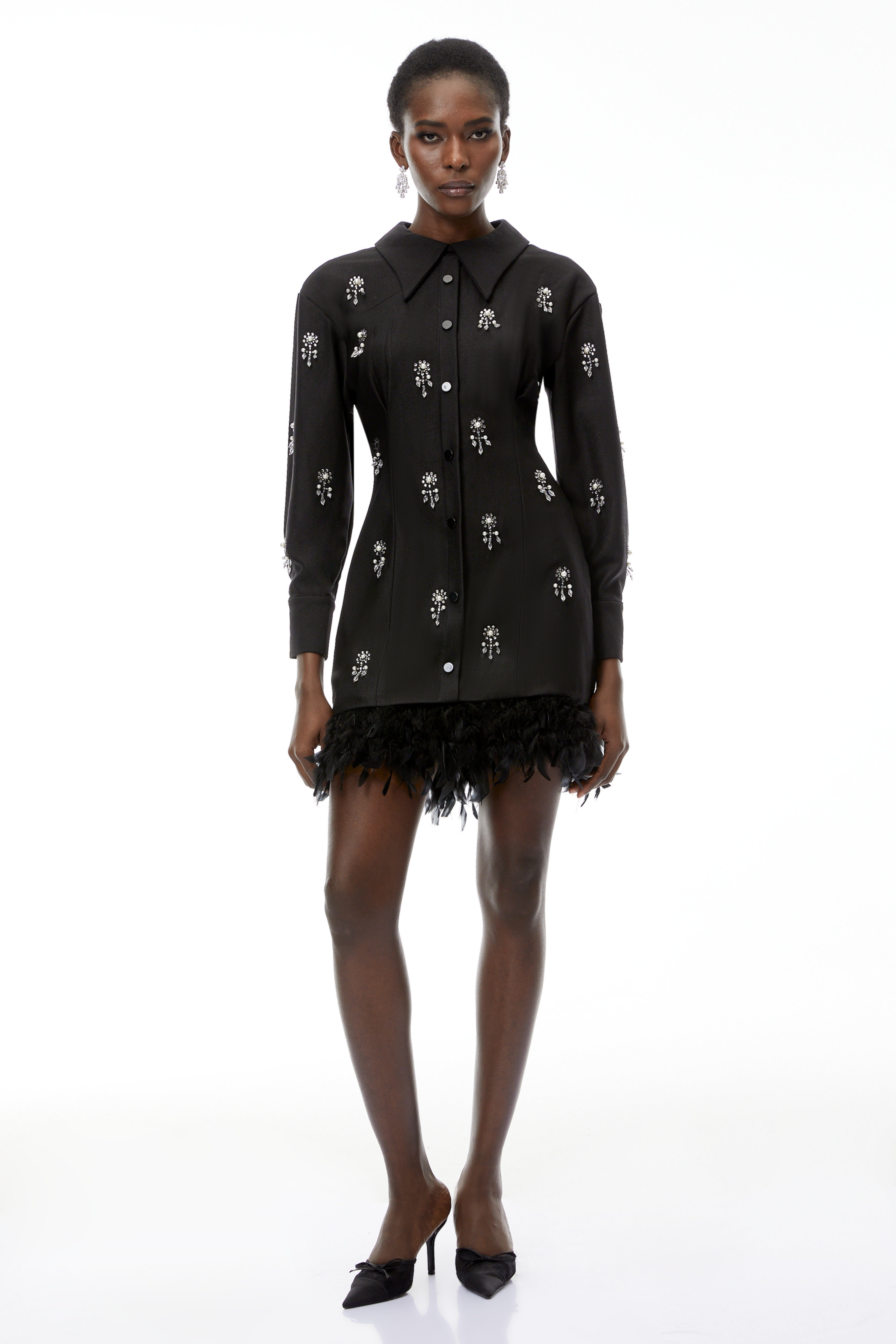 Penelope Black Floral Embellished Mini Dress (Final Sale)