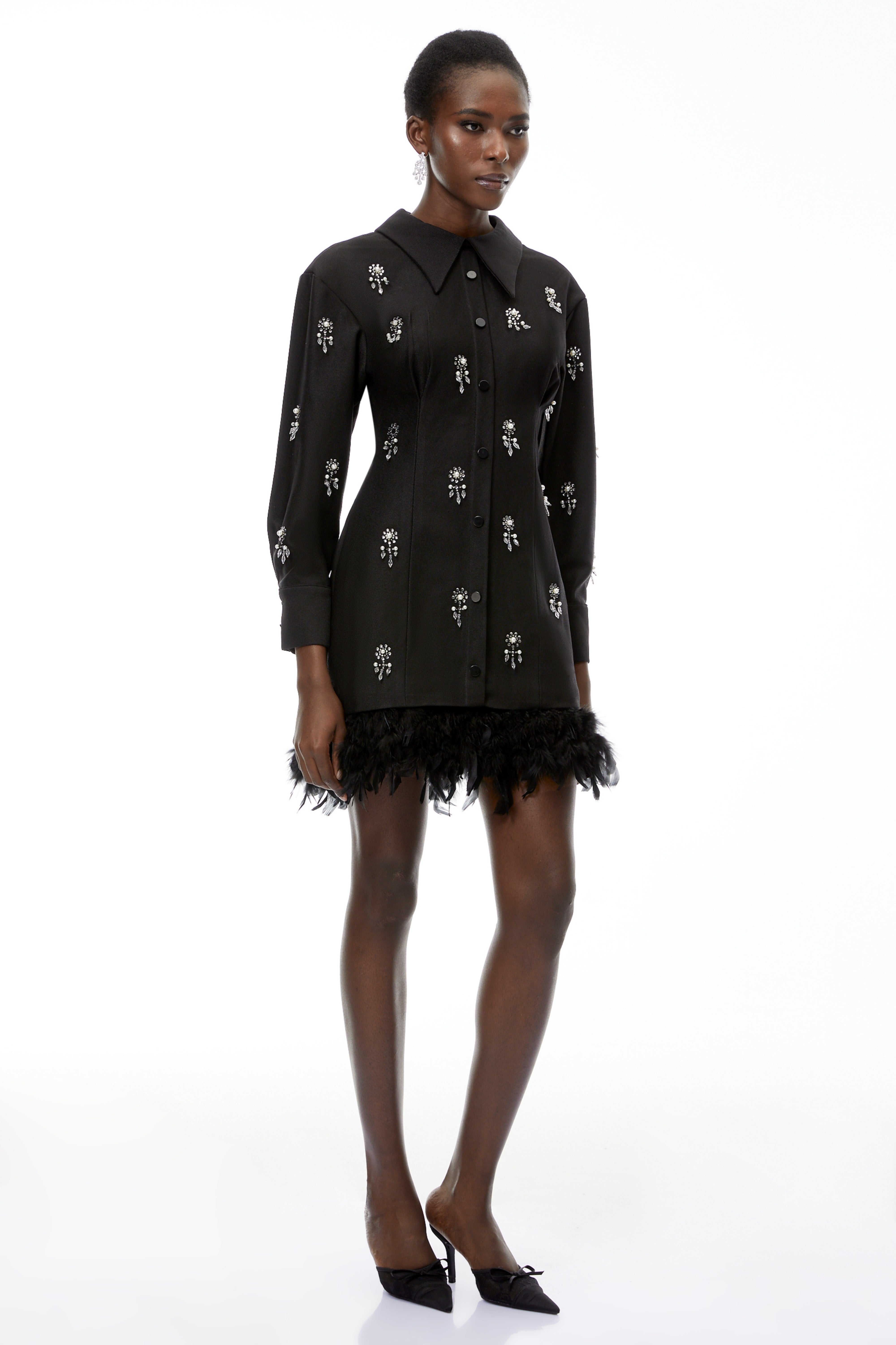 Penelope Black Floral Embellished Mini Dress (Final Sale)