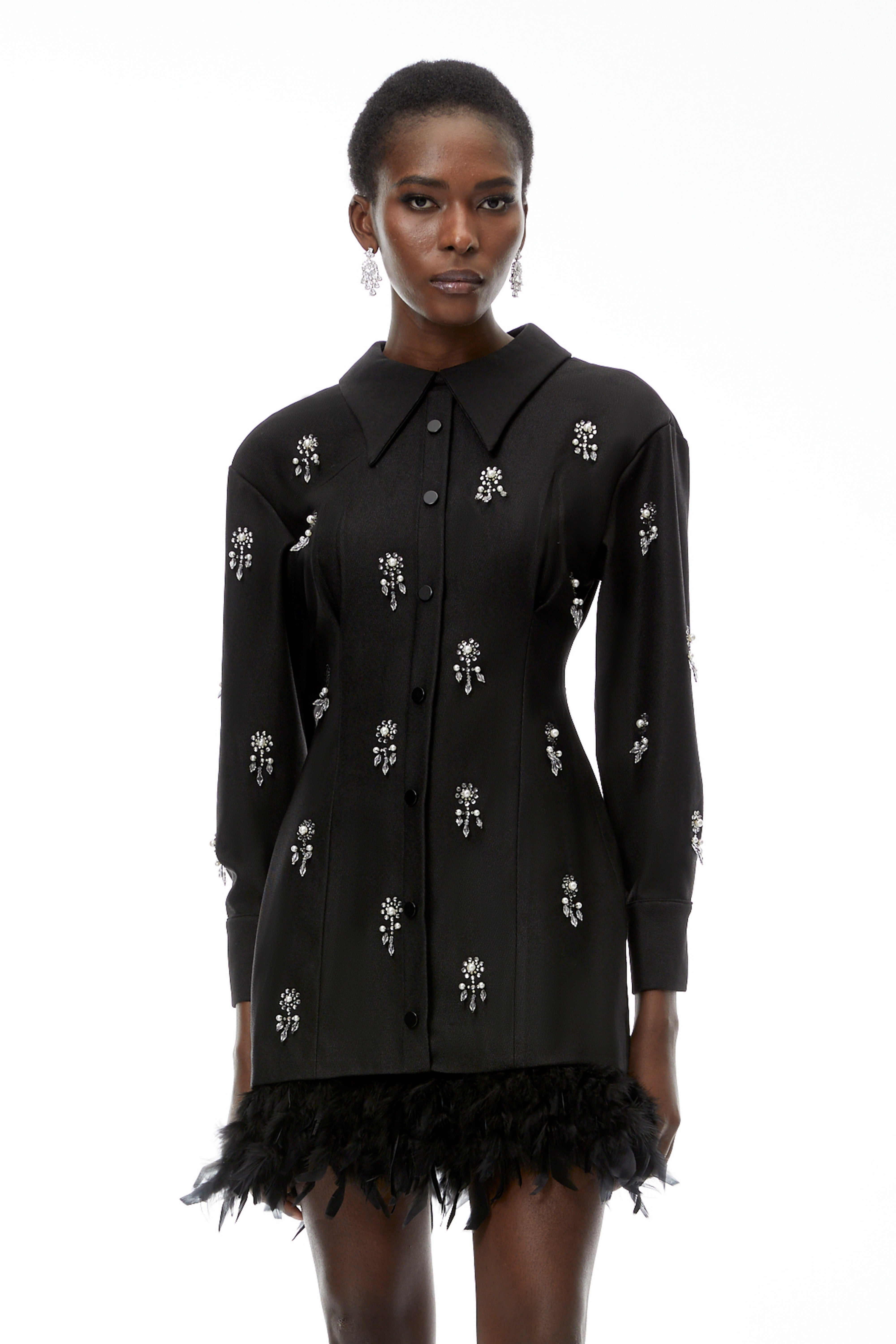 Penelope Black Floral Embellished Mini Dress (Final Sale)