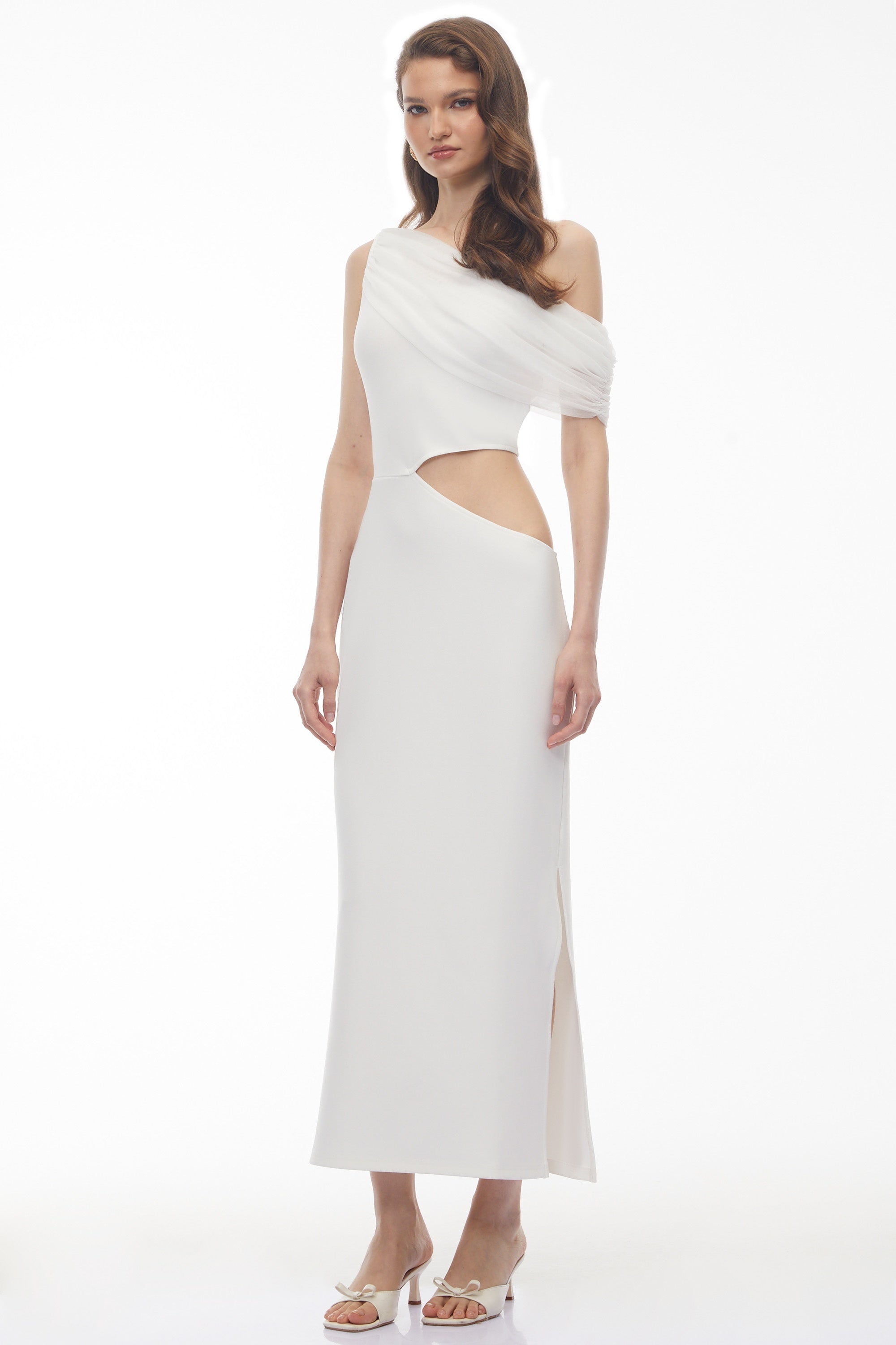 Renan White One Shoulder Cut-Out Maxi Dress (Final Sale)