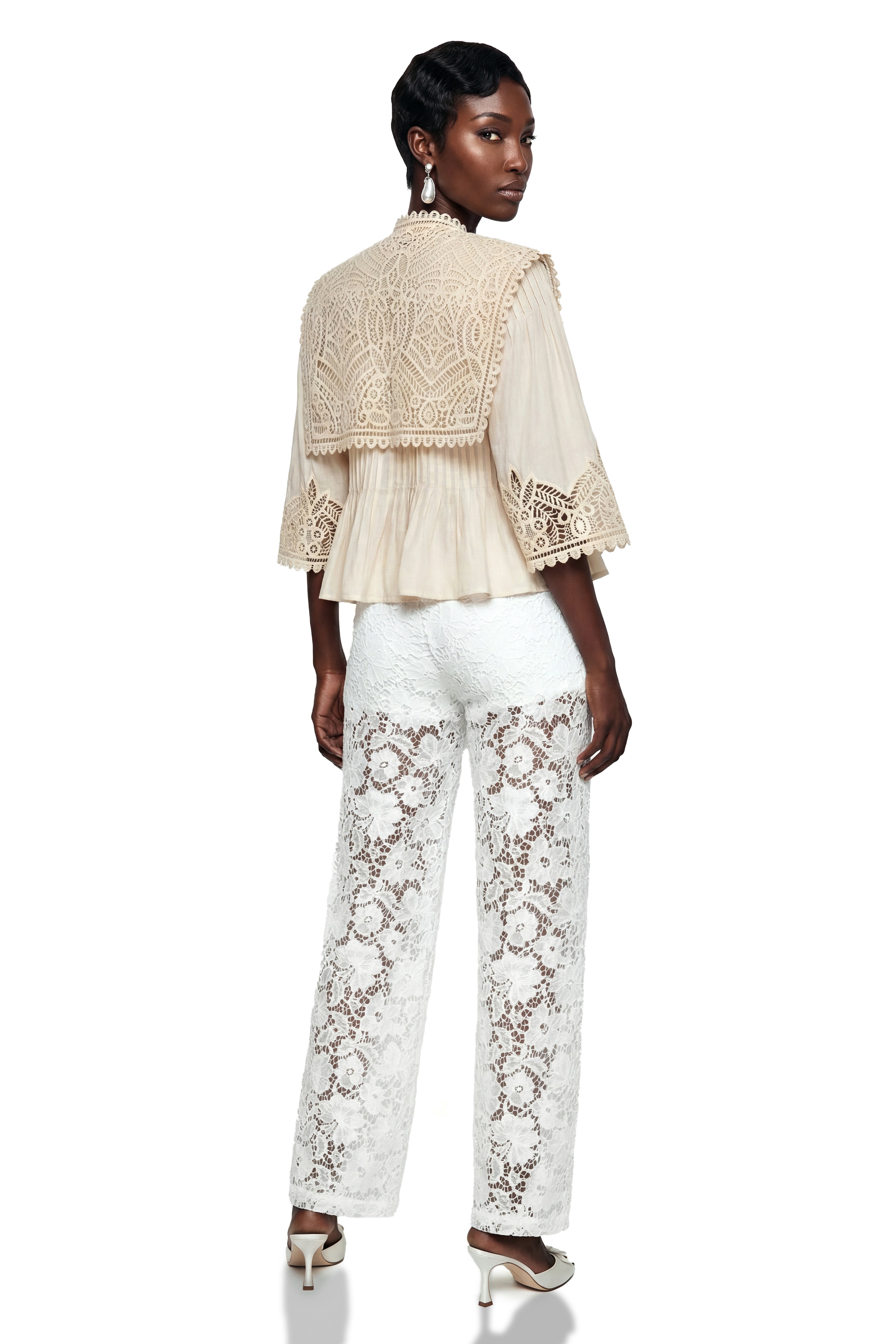 Ruby Cream Cut-Out Lace Blouse (Final Sale)