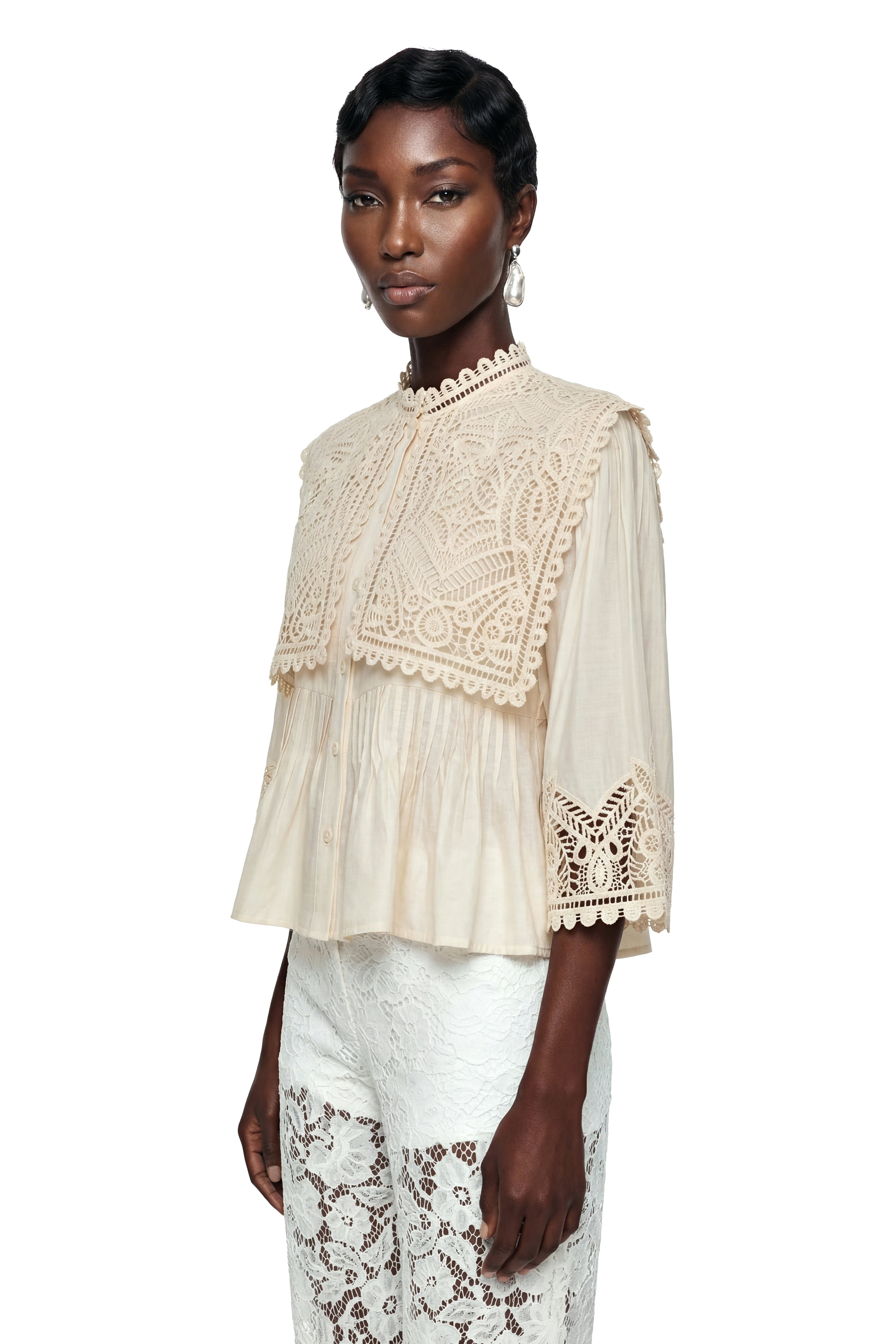 Ruby Cream Cut-Out Lace Blouse (Final Sale)