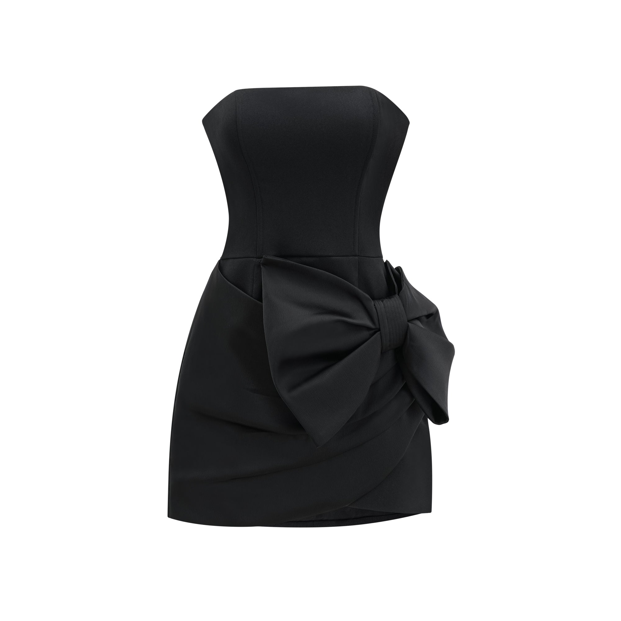 Lanetta Bowknot Asymmetrical Dress in Black