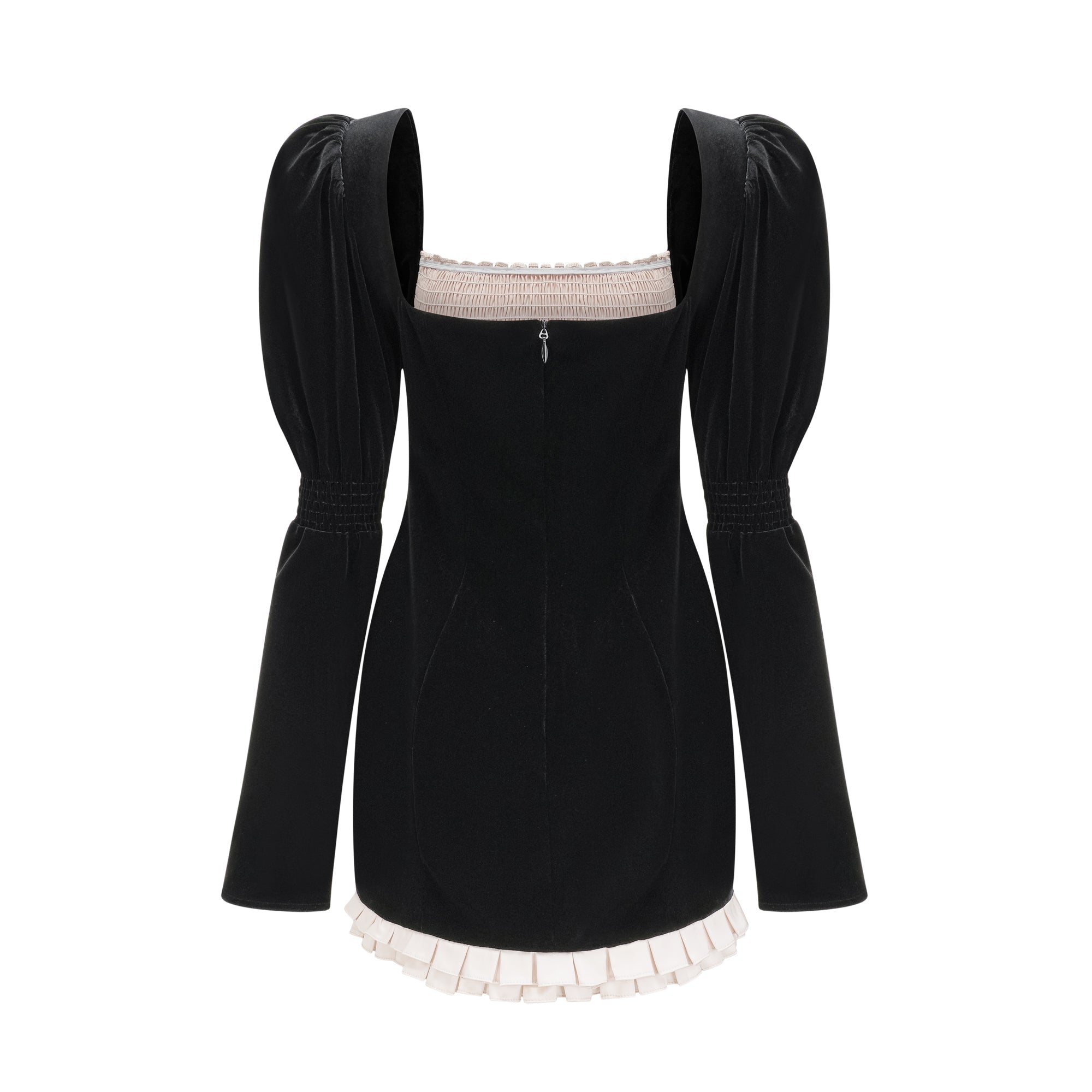 Mini-robe en velours à manches longues Coralie (Vente définitive - États-Unis uniquement)