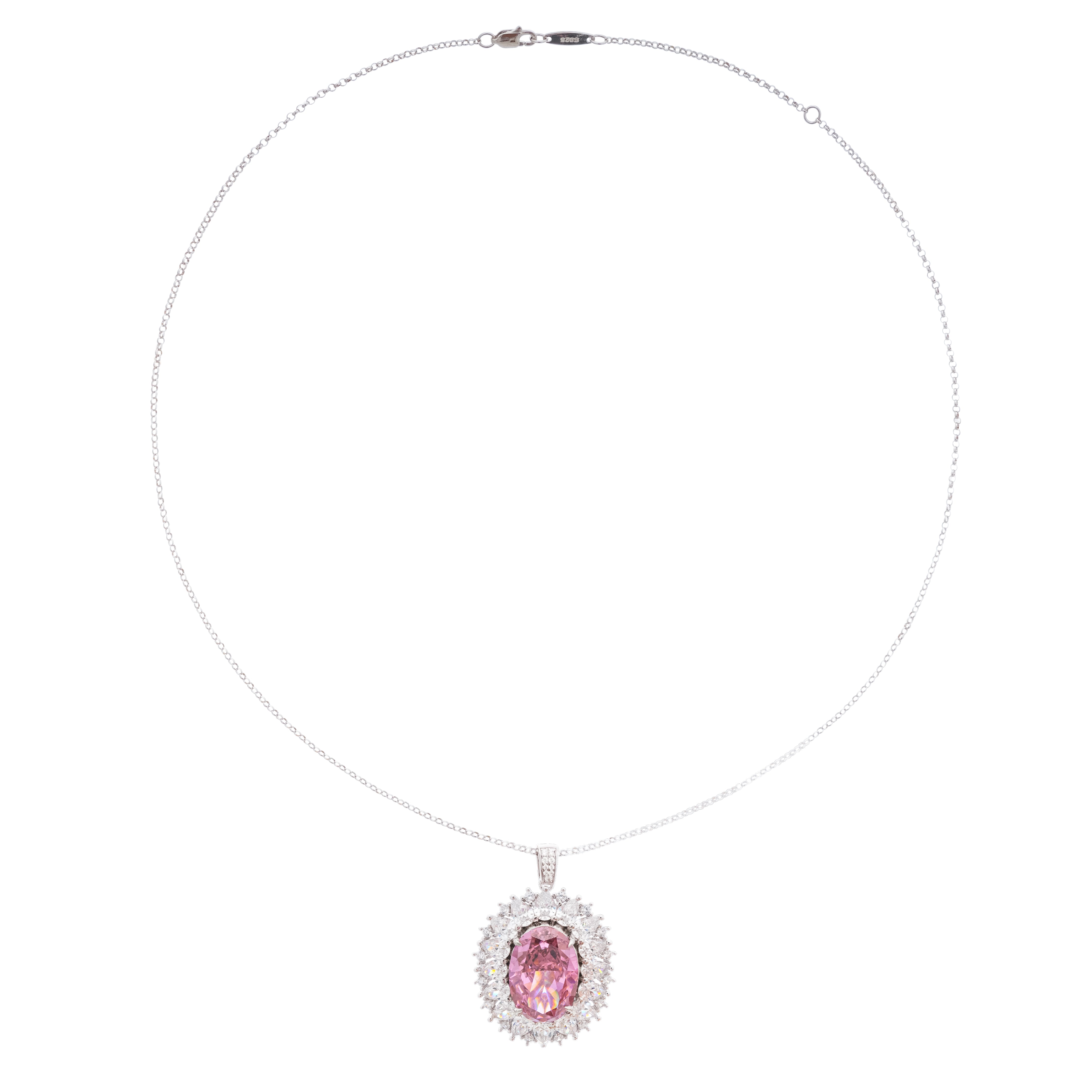 Raphaëlle Pink Oval Gemstone Pendant Sterling Silver Necklace