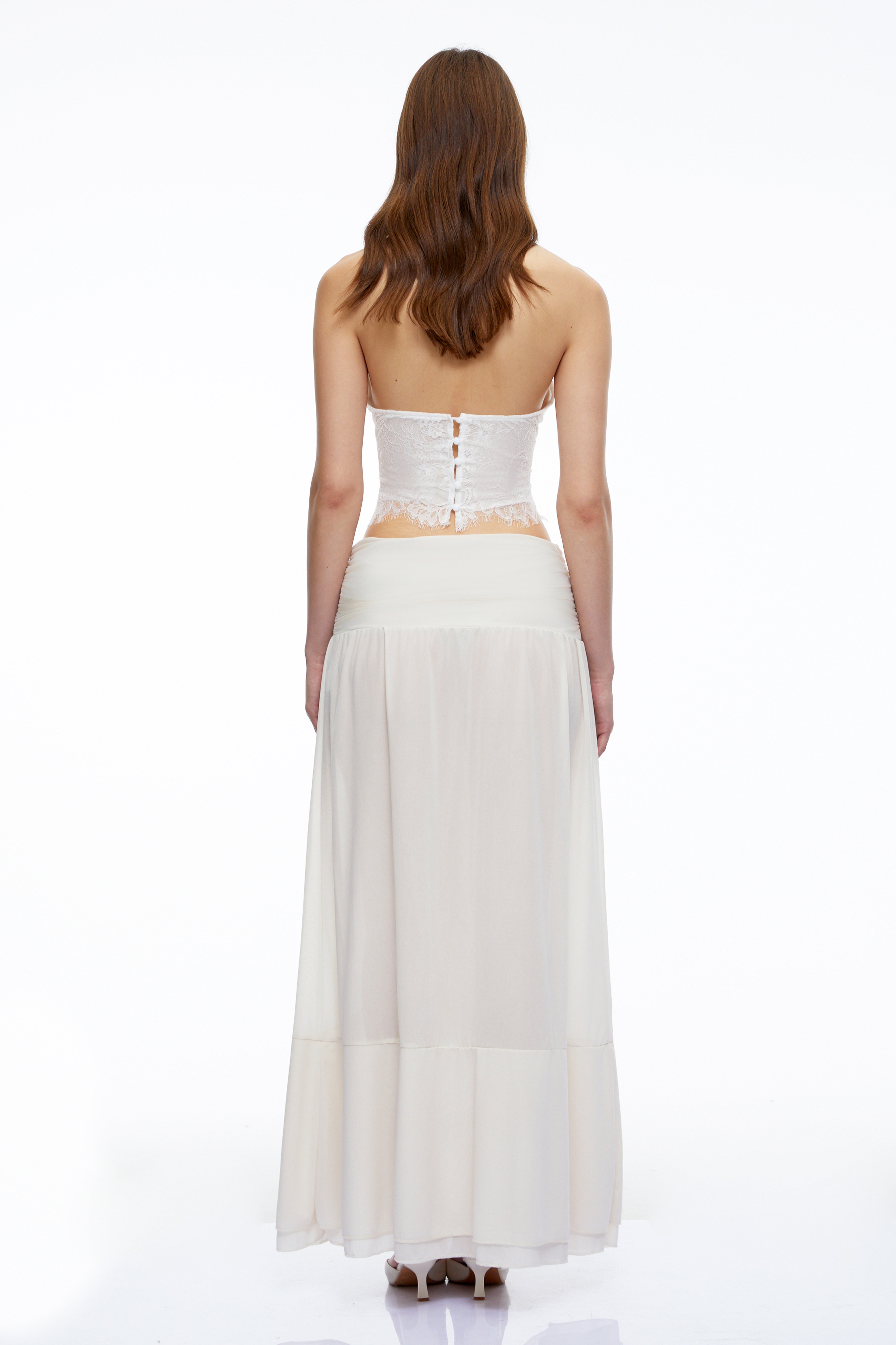 Sabine White Lace Halterneck Crop Top