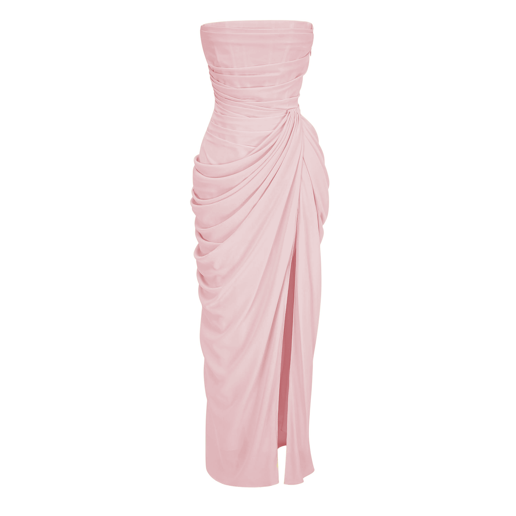 Safiya Pink Ruched Maxi Dress with Cross Front (Final Sale-US Only)