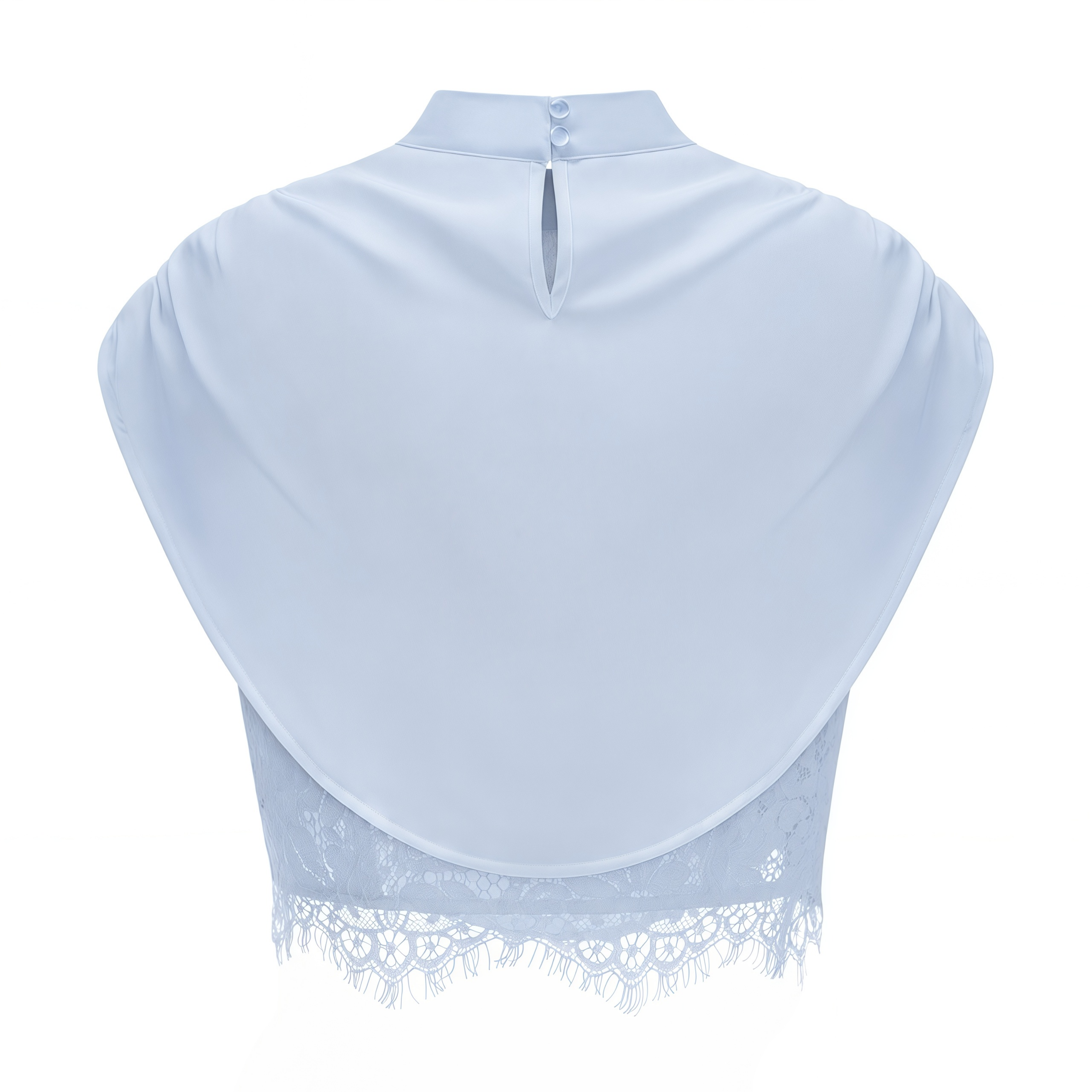 Siosi Blue Ruched Top & Skirt Set with Lace Trim