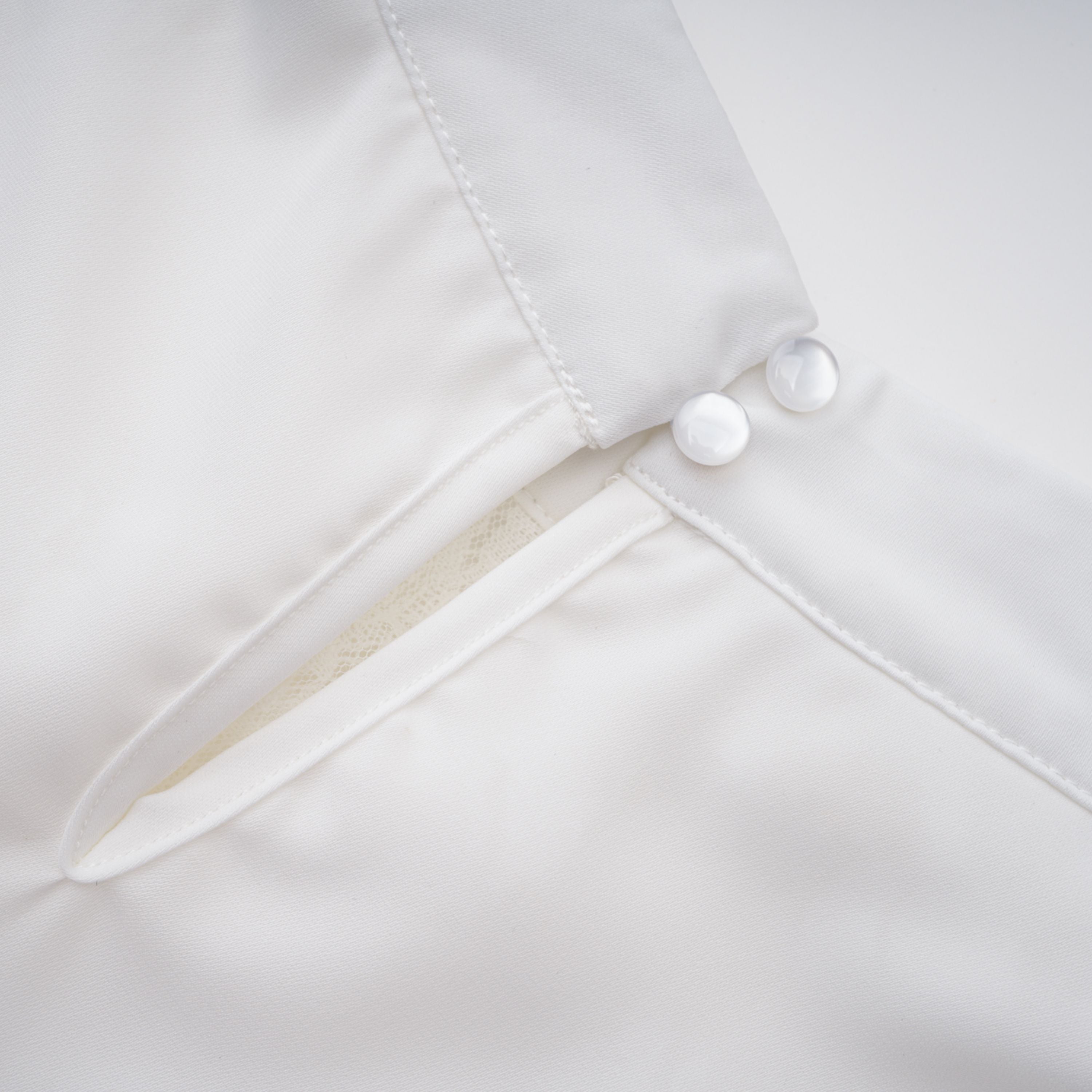 Siosi White Ruched Top & Skirt Set with Lace Trim (Final Sale-US Only)