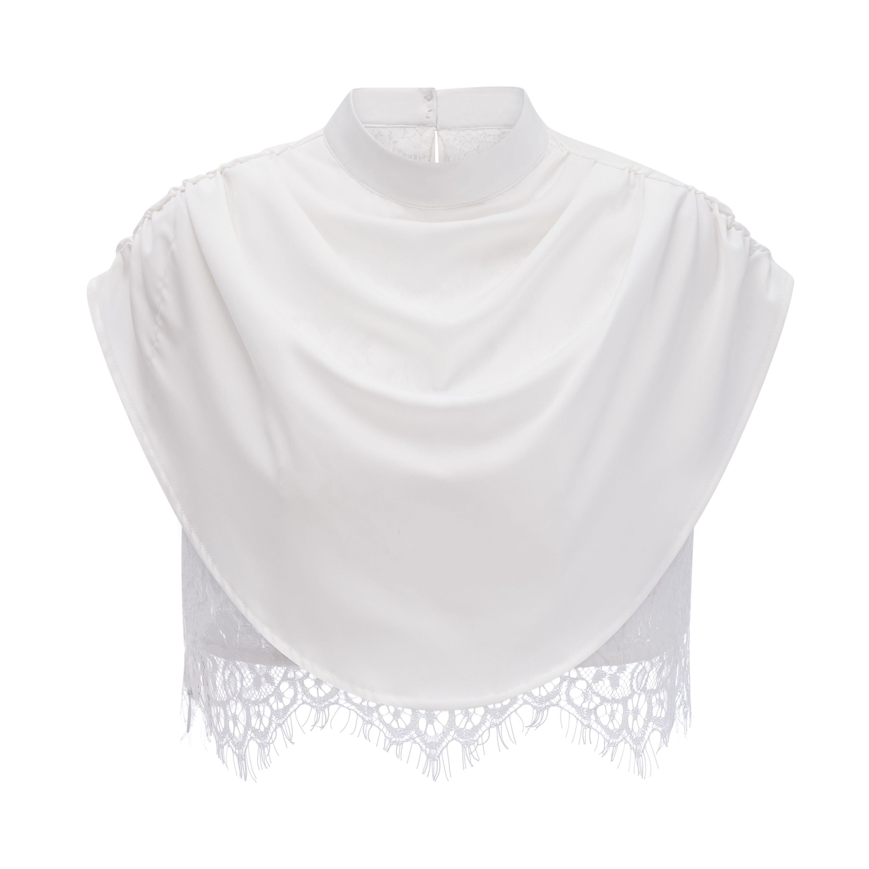 Siosi White Ruched Top & Skirt Set with Lace Trim (Final Sale-US Only)