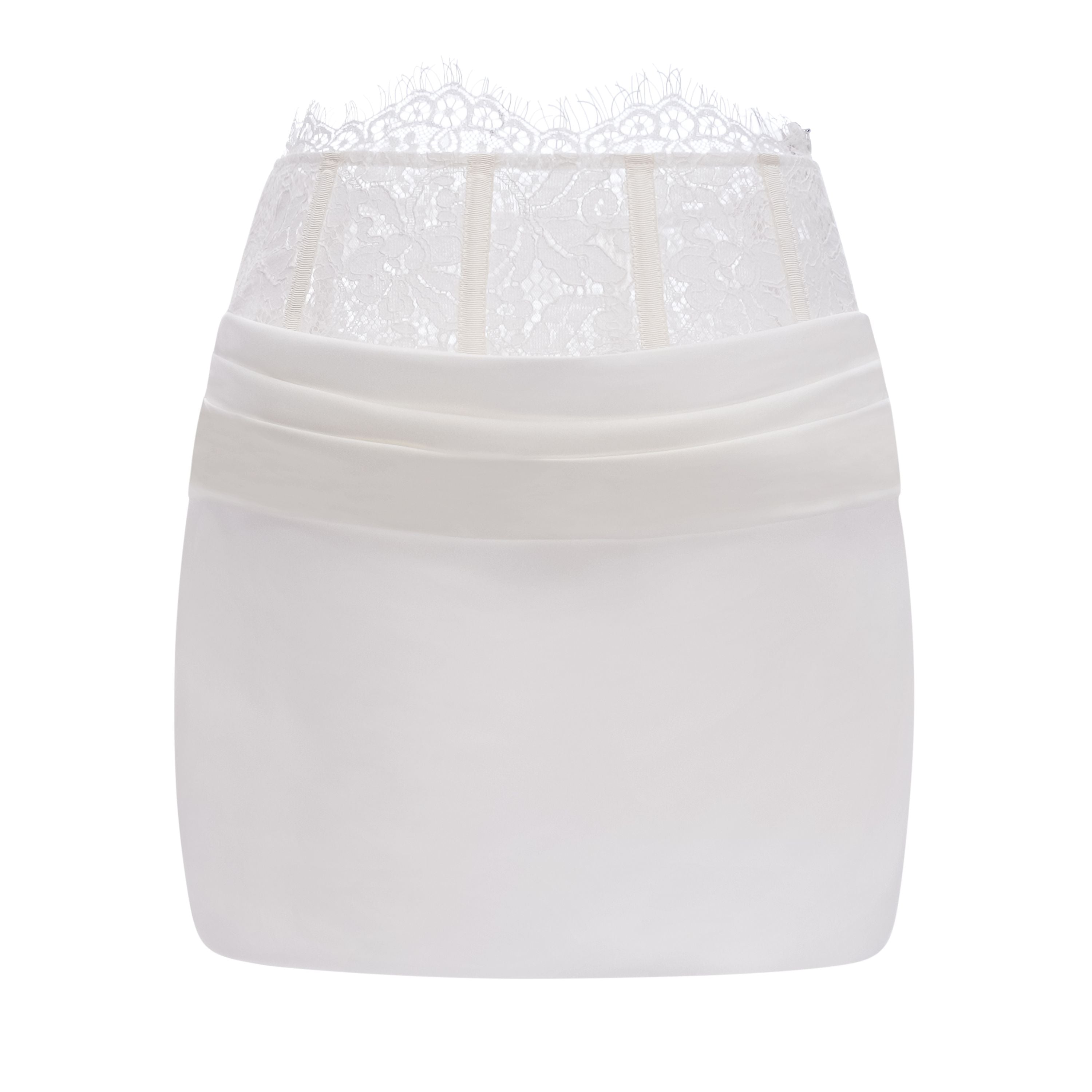 Siosi White Ruched Top & Skirt Set with Lace Trim (Final Sale-US Only)