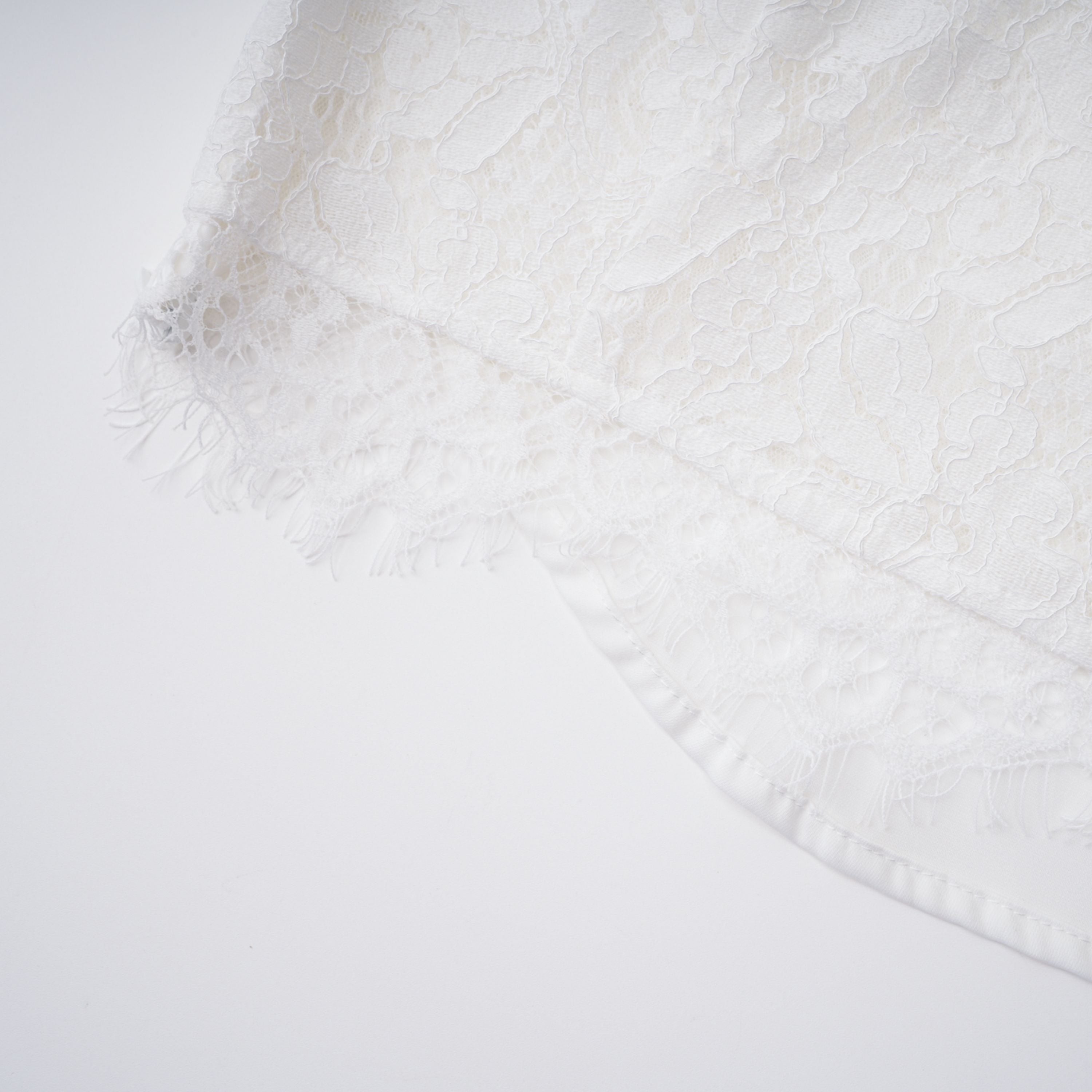 Siosi White Ruched Top & Skirt Set with Lace Trim (Final Sale-US Only)