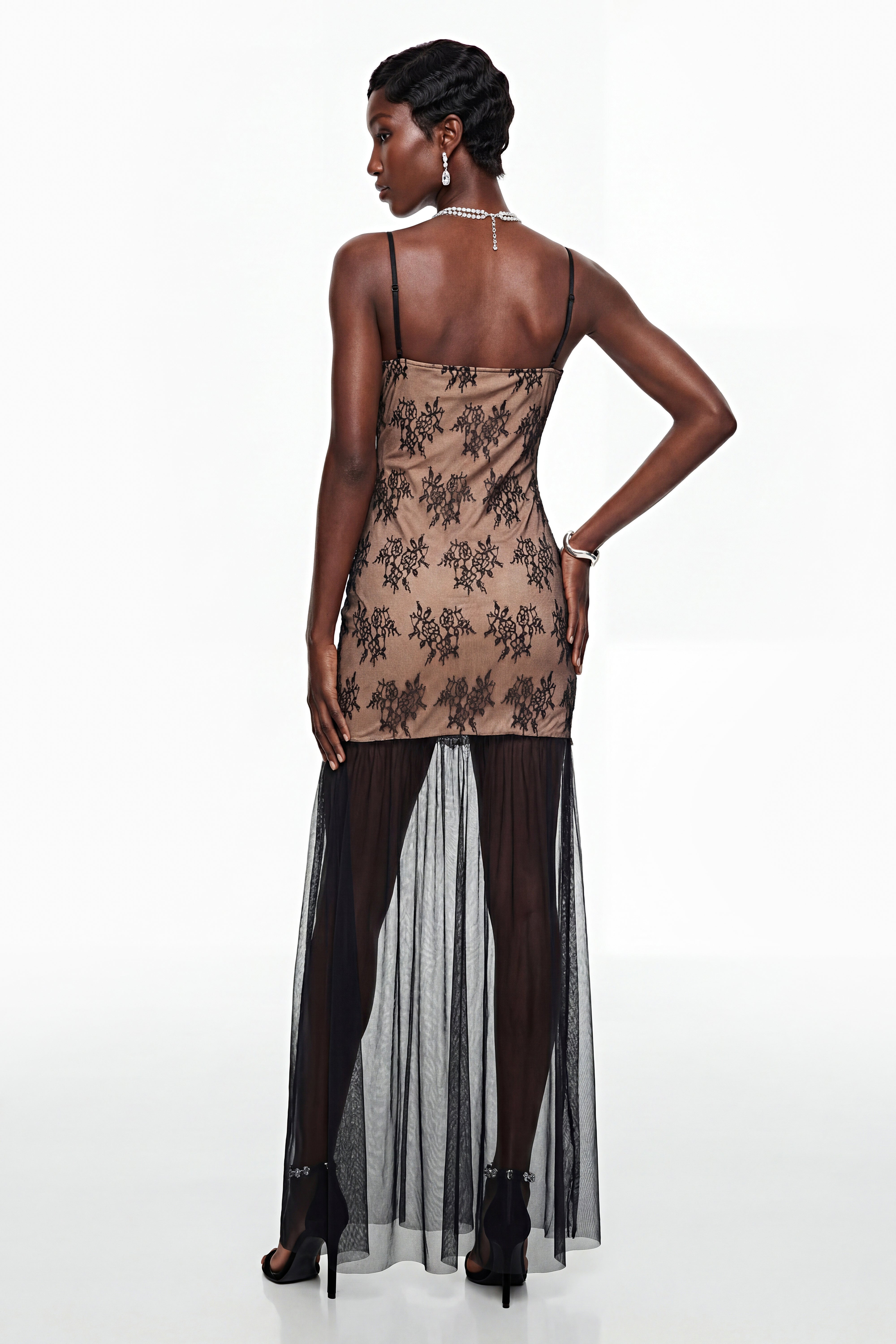 Sisanda Black Tulle Maxi Dress with Lace Panels (Final Sale)