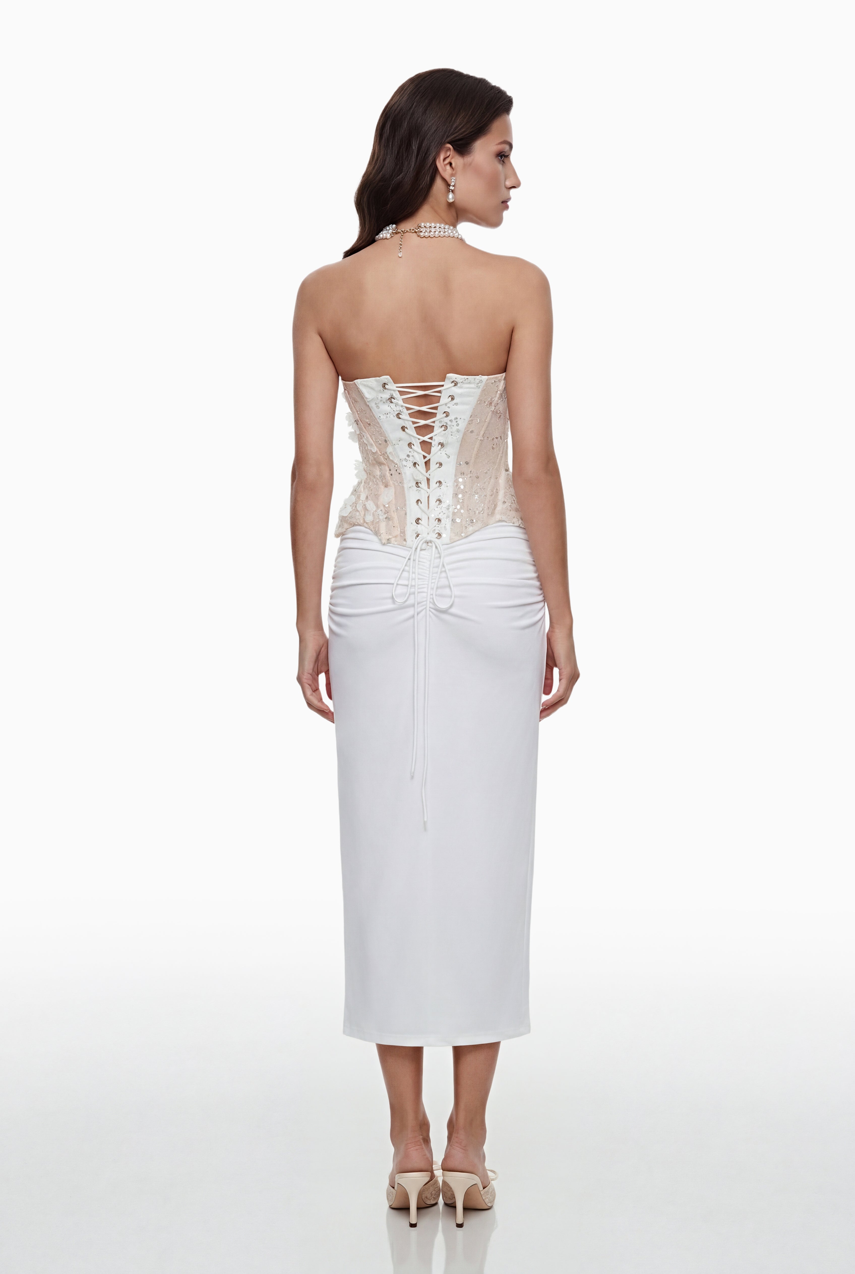 Sisanda White Top & Skirt Set with 3D Petals (Final Sale-US Only)