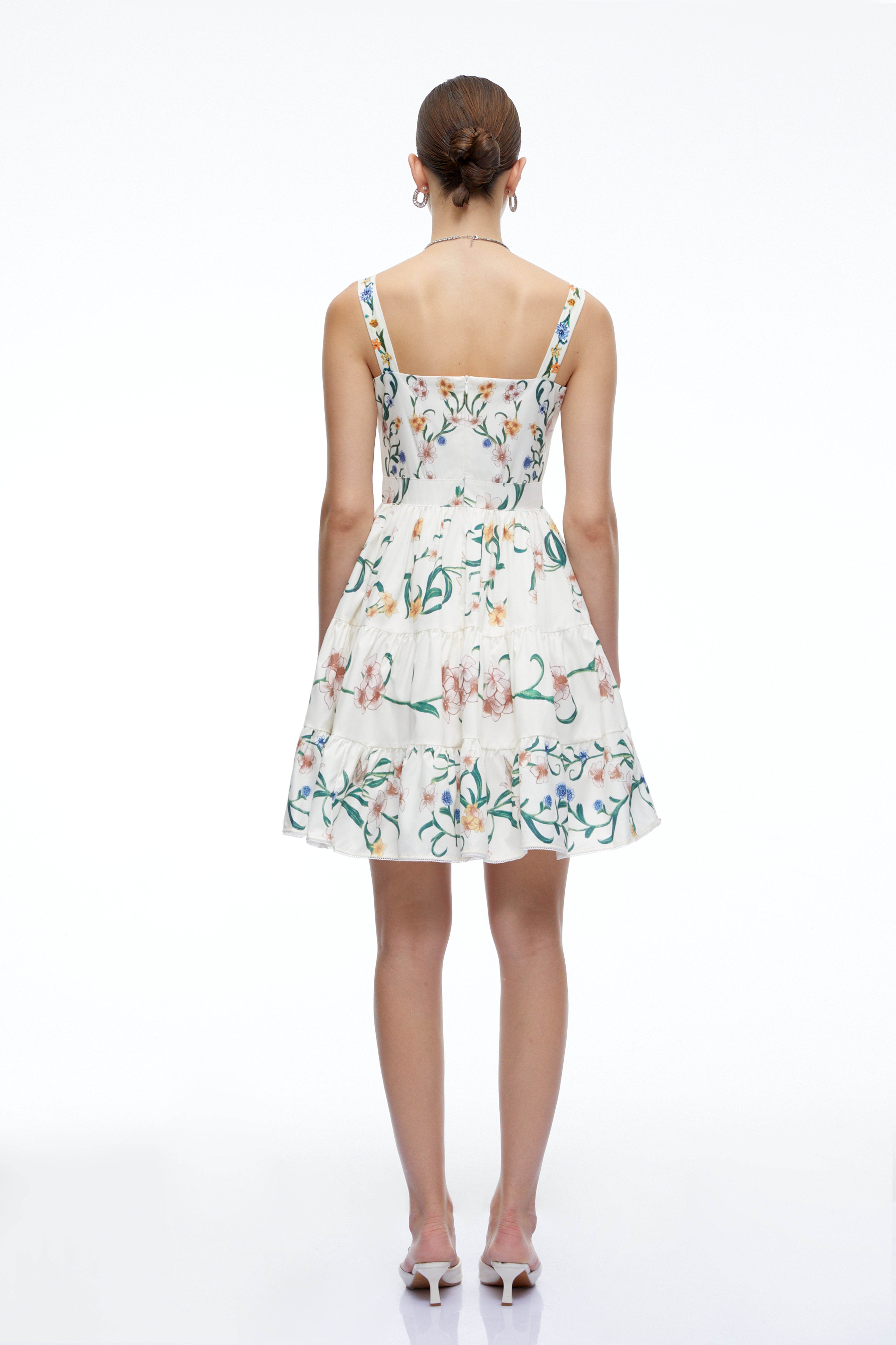 Soline Green Floral Print Ruffled Mini Dress