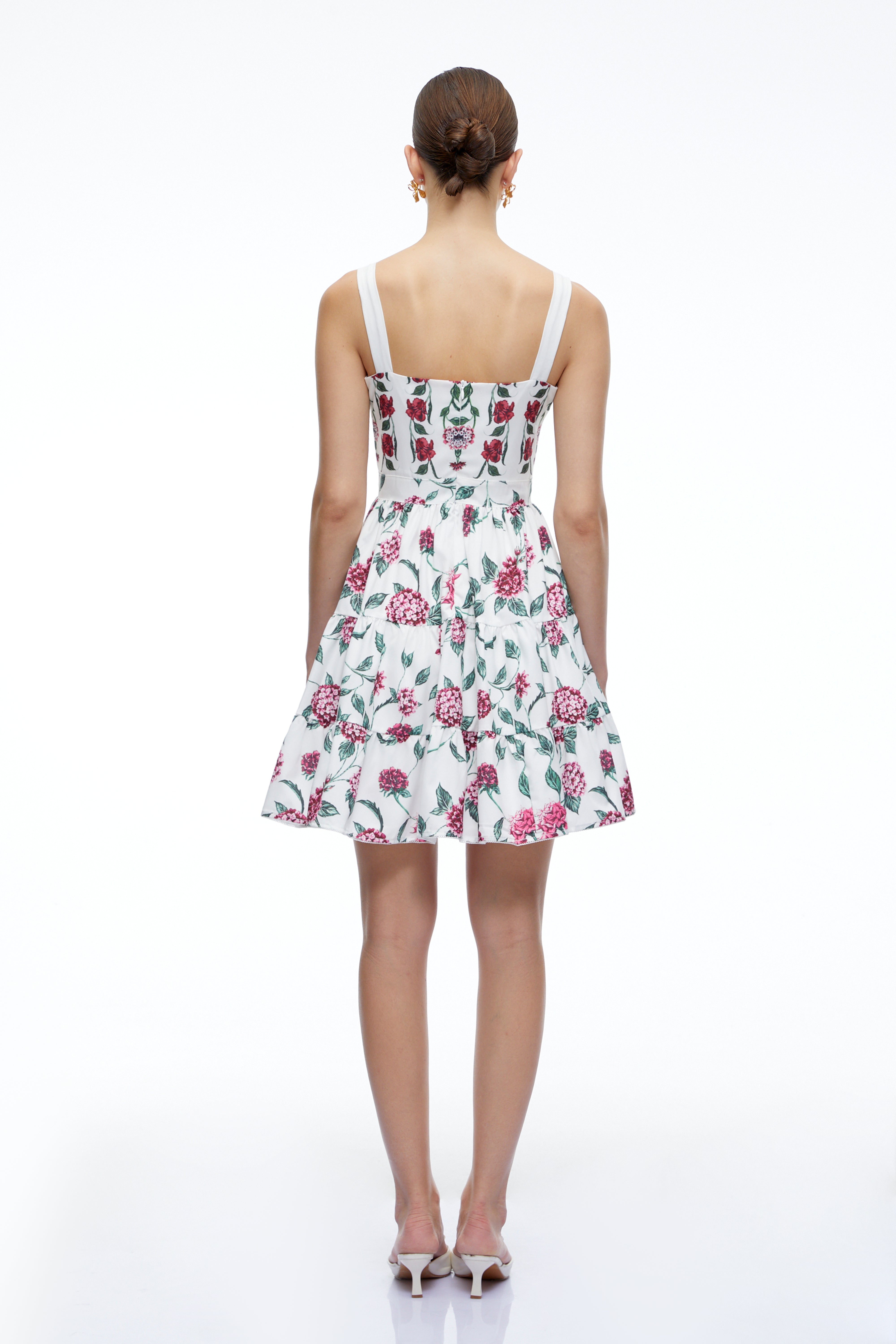 Soline White Floral Print Ruffled Mini Dress
