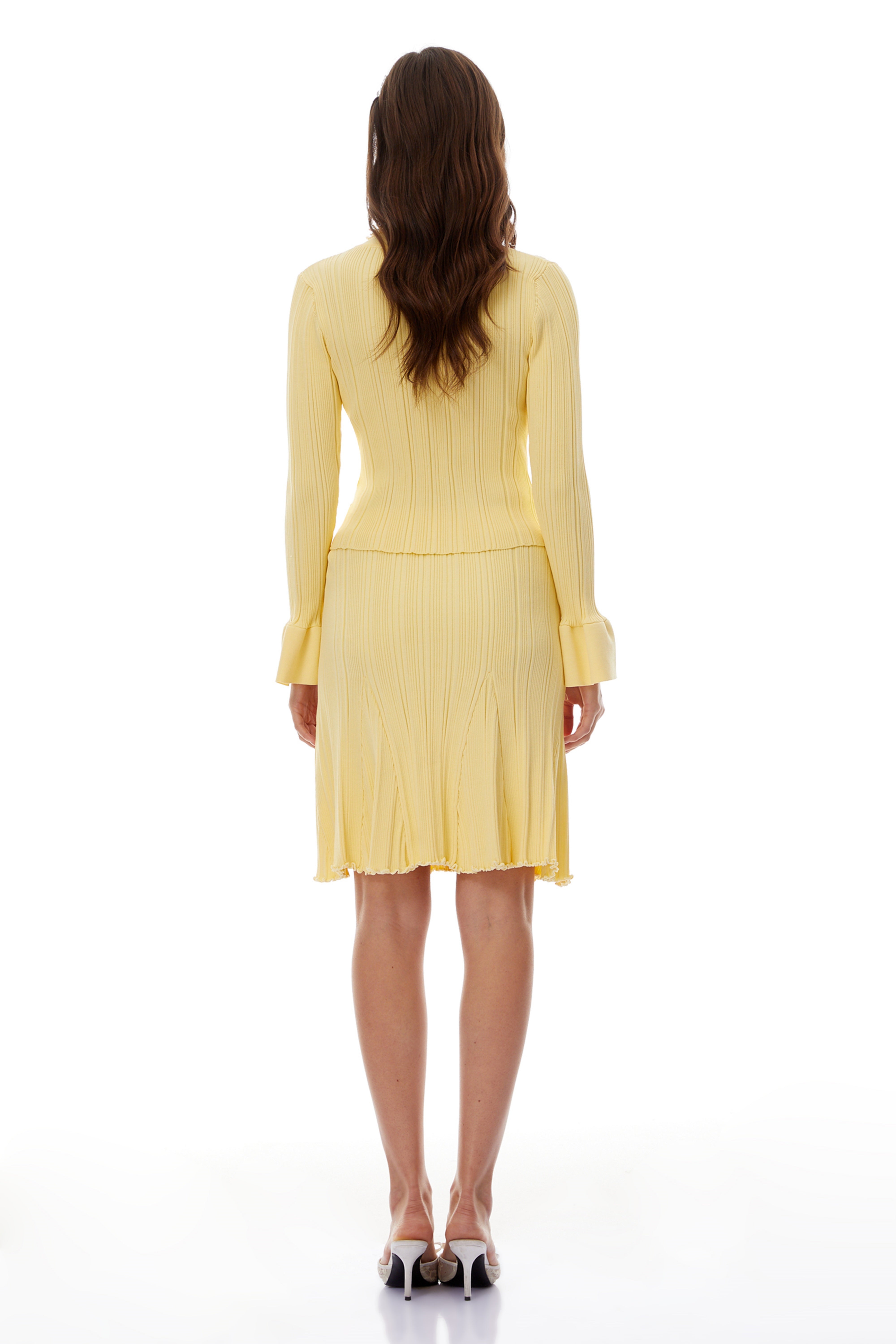 Sólveig Yellow Beaded Knit Blouse & Skirt Set (Final Sale-US Only)