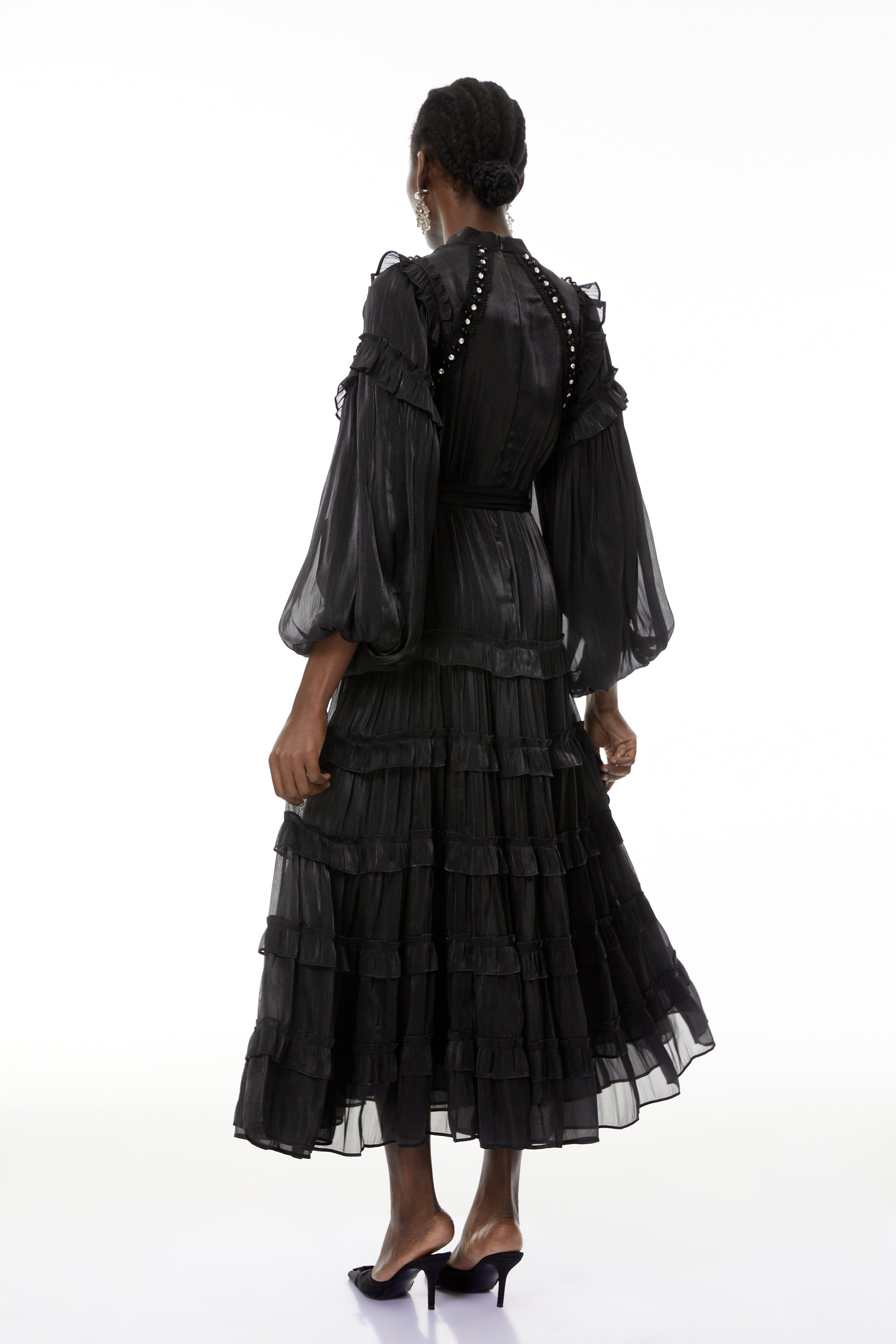 Suzanne Black Ruffled Tiered Maxi Dress (Final Sale)