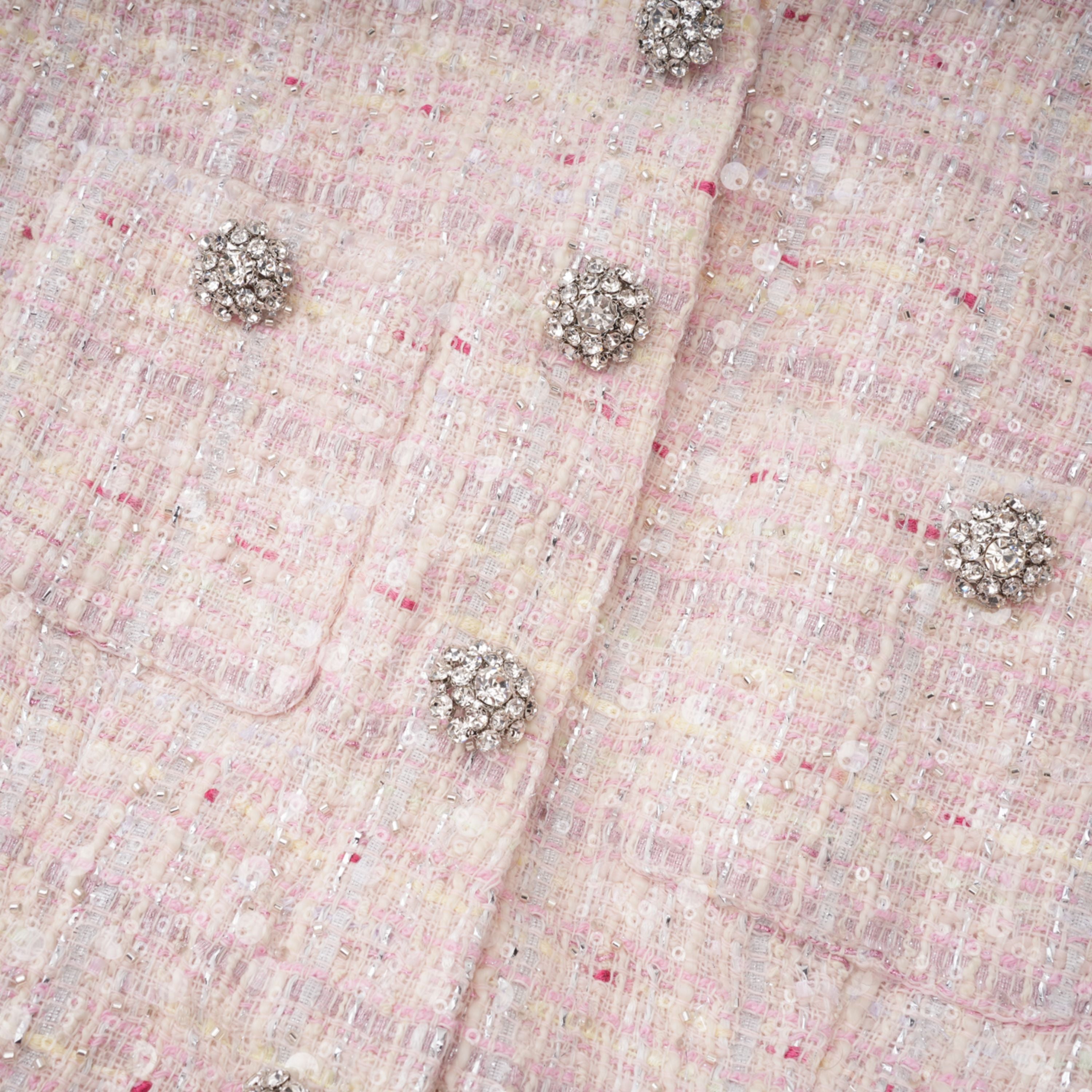 Tahmineh Pink Tweed Pleated Midi Dress (Final Sale-US Only)