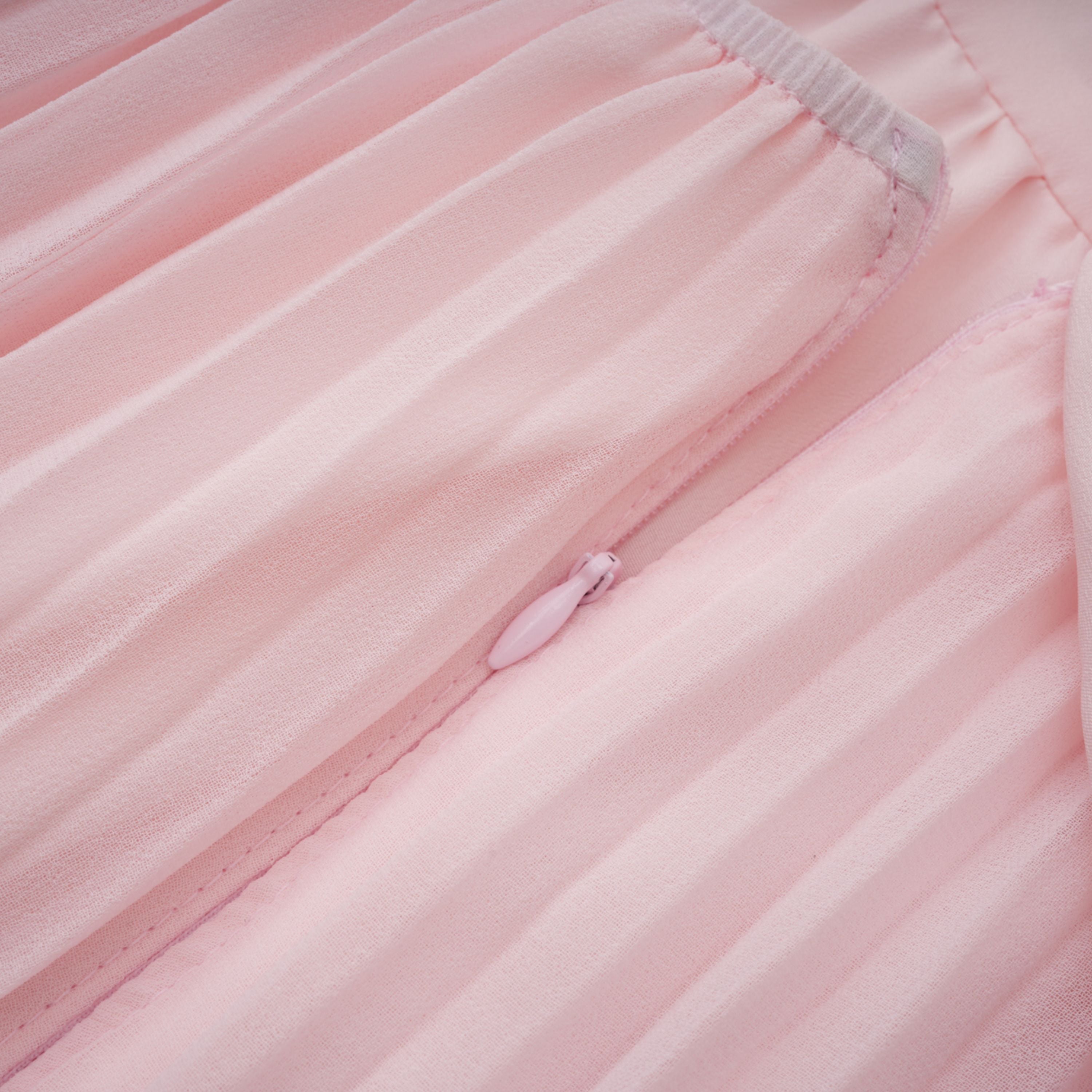 Tahmineh Pink Tweed Pleated Midi Dress (Final Sale-US Only)