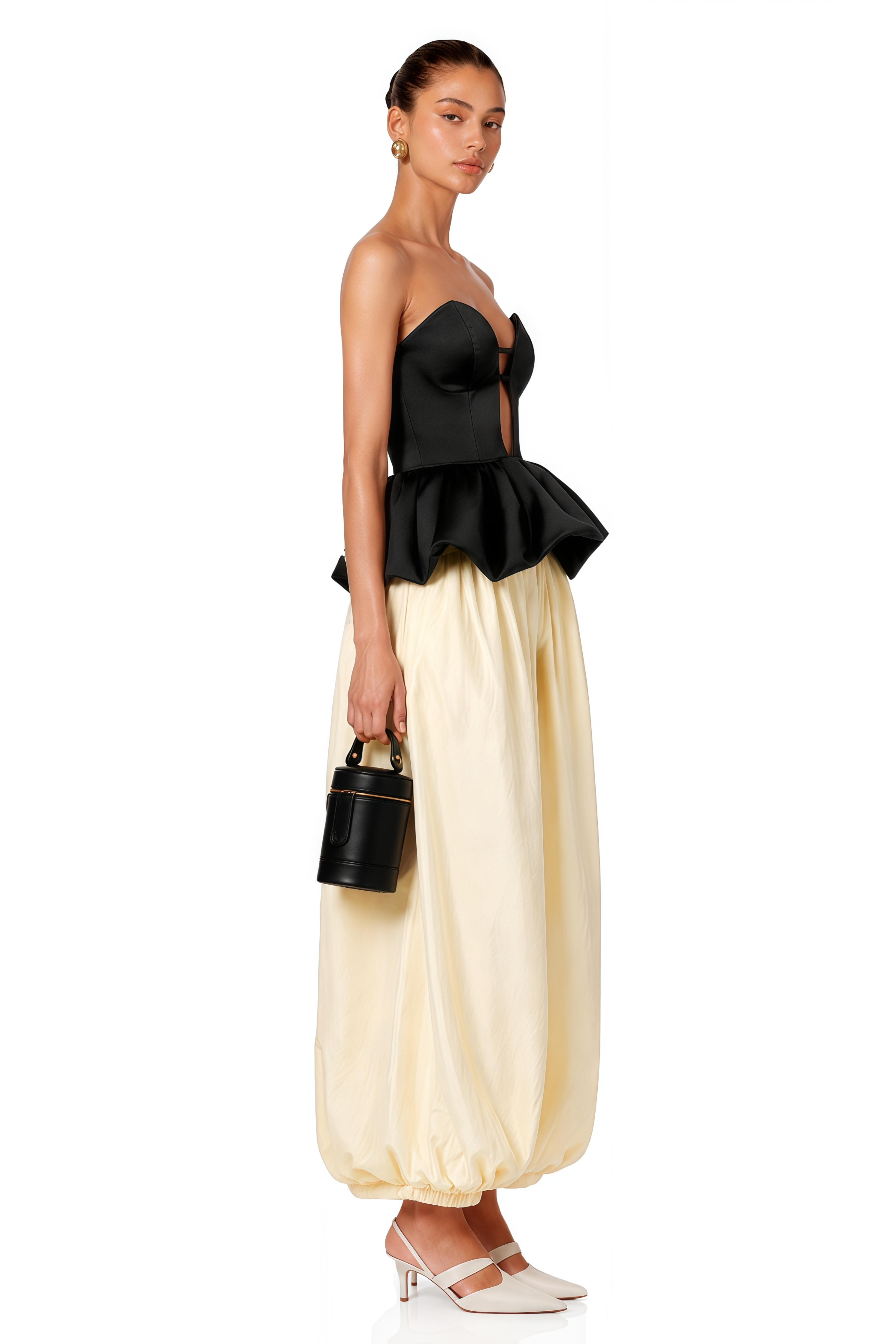 Tallulah Black Peplum Hem Top & Balloon Trousers Set