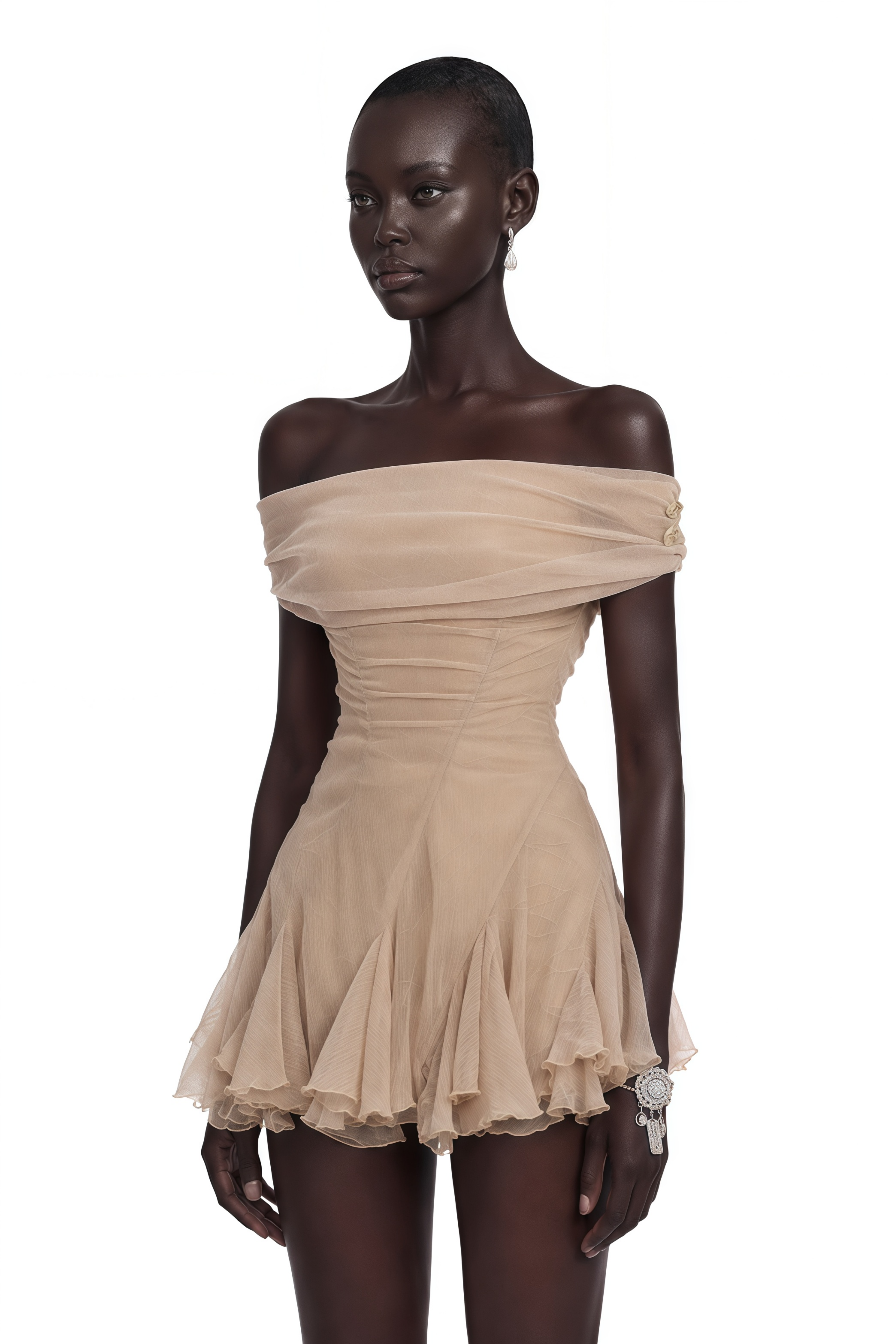 Mini-robe à volants en maille unie Tatiana