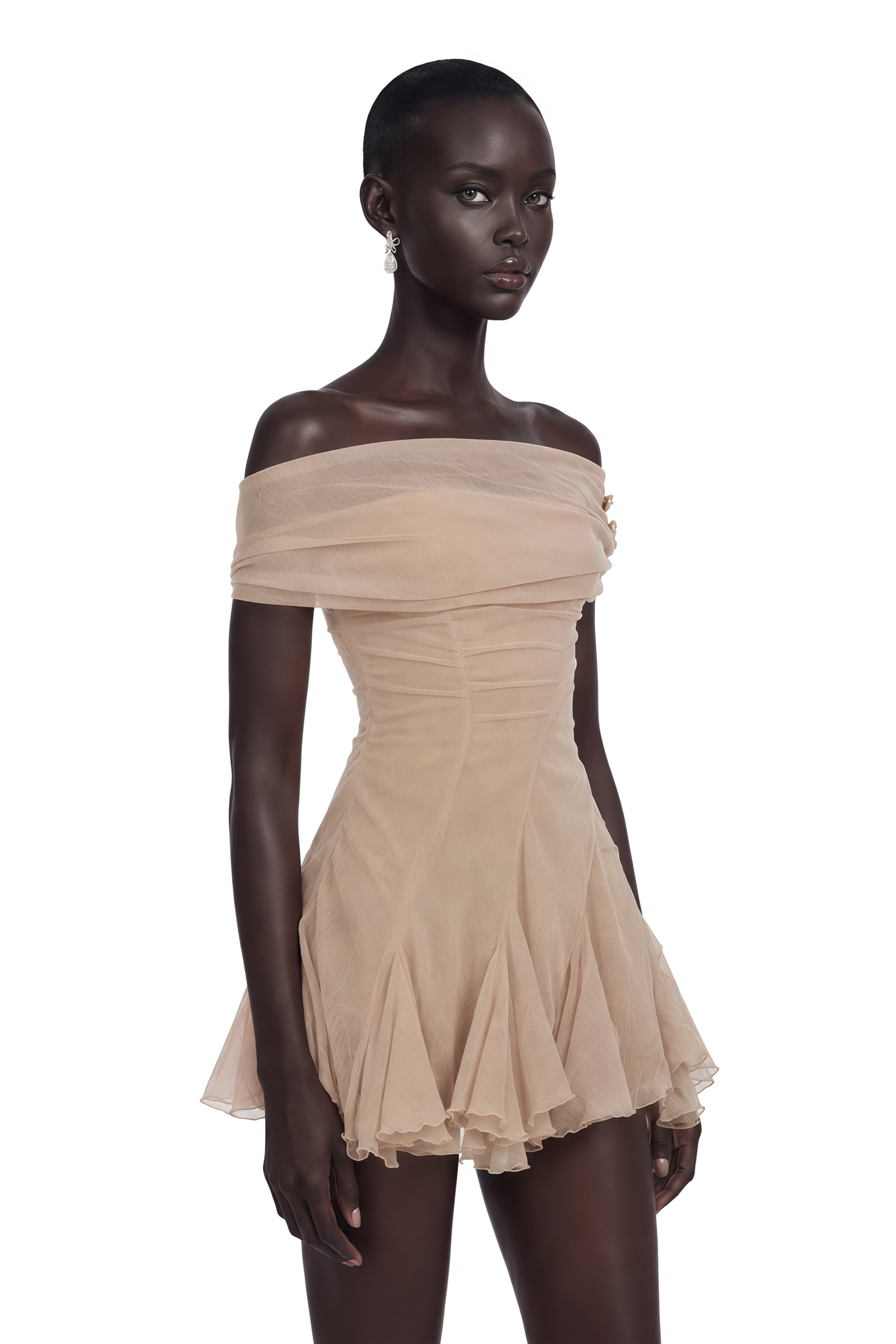 Mini-robe à volants en maille unie Tatiana