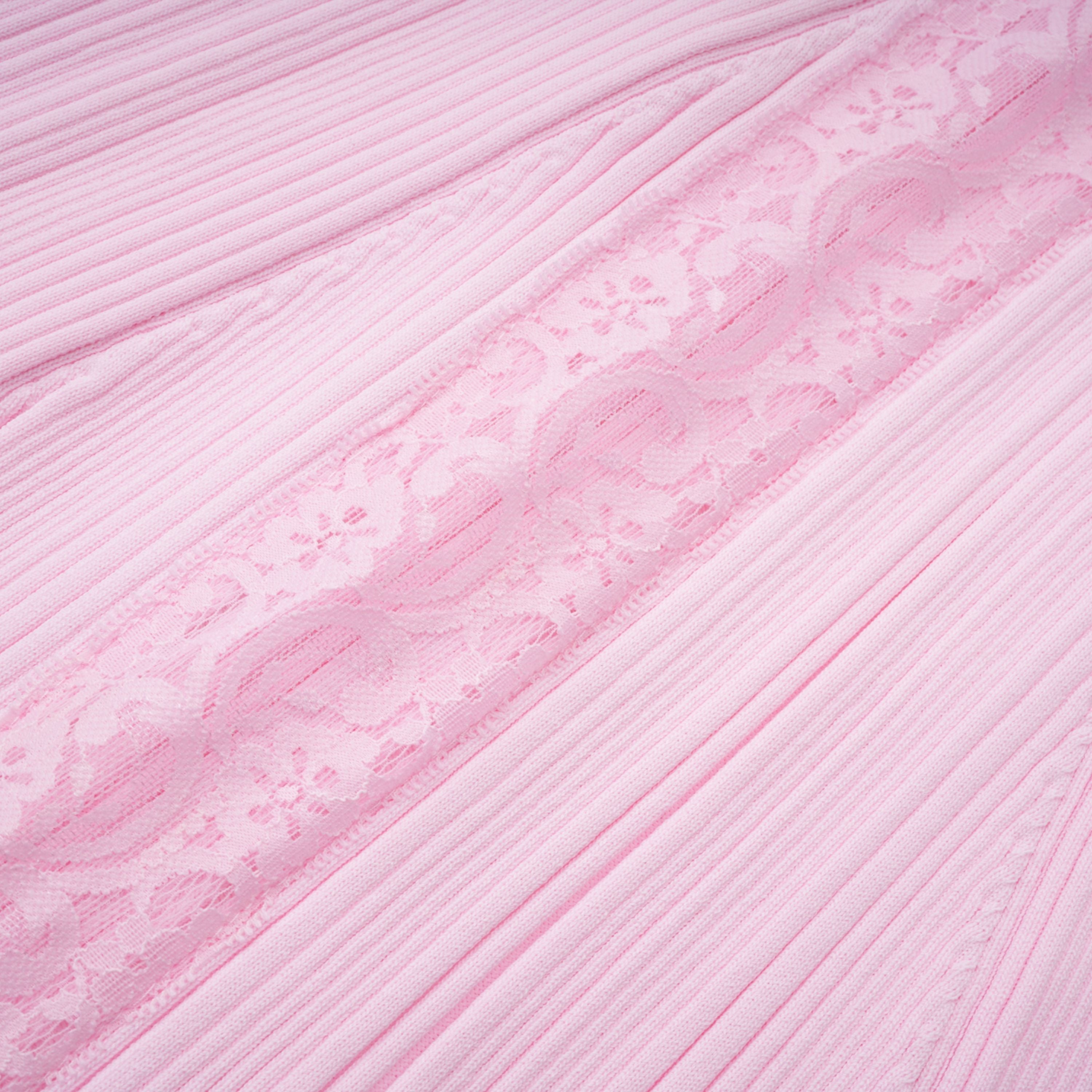 Thalya Pink Lace Trim Knit Midi Dress