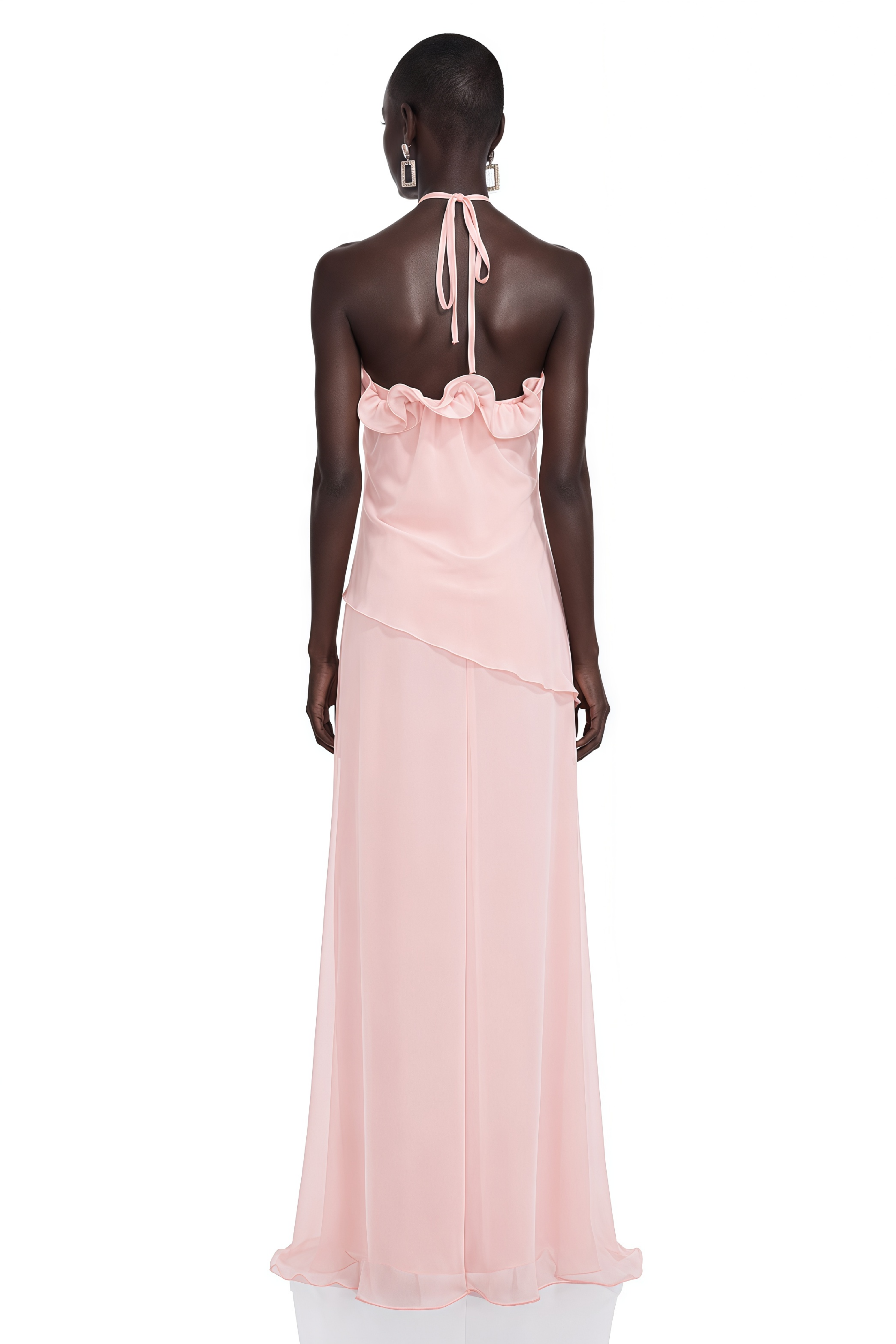 Thulisile Pink Chiffon Maxi Dress with 3D Florals